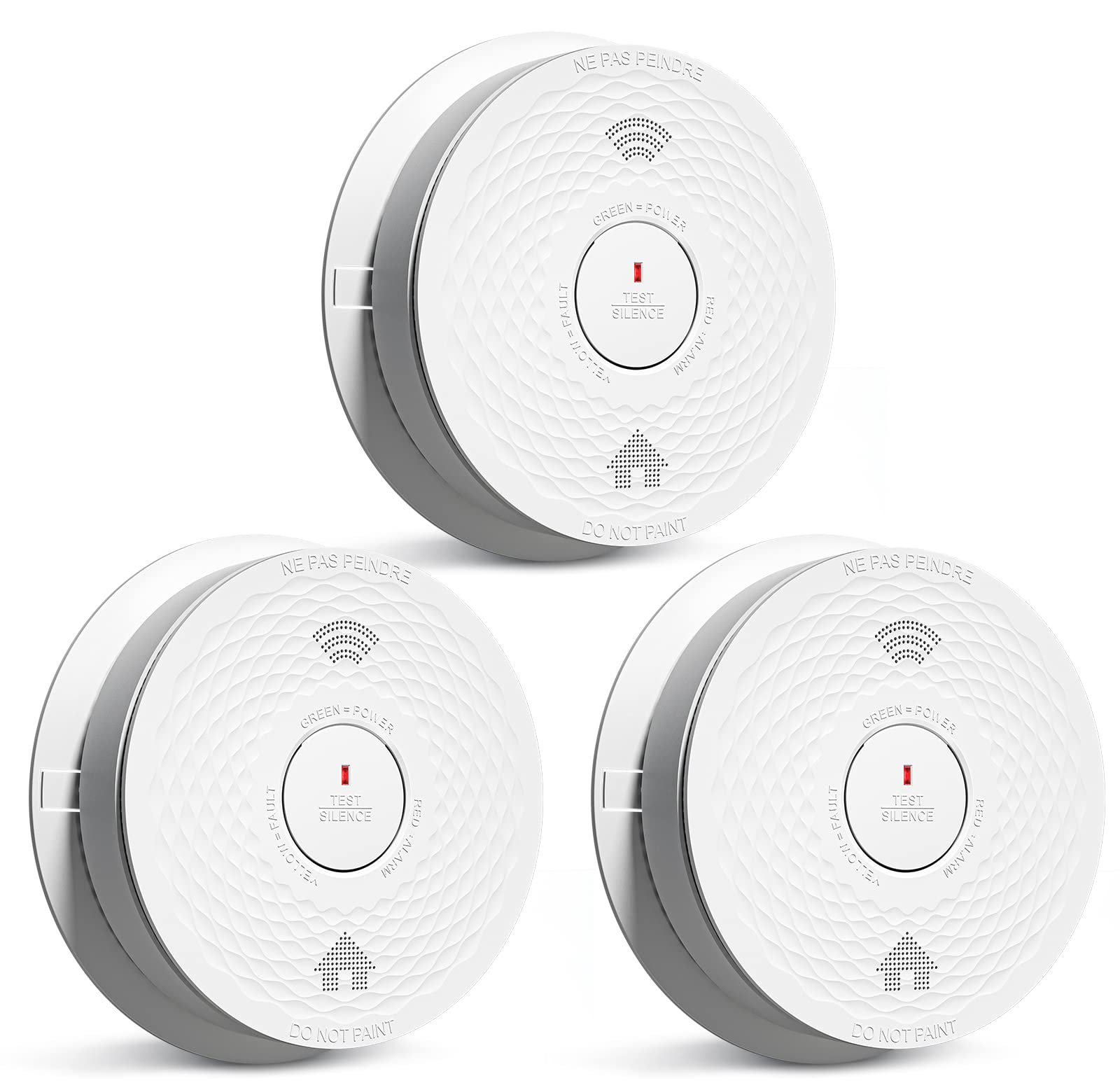 Smoke and Carbon Monoxide Detector Combo with Voice Alert, Dual Sensor Fire and CO Alarm with LED Light and Test Button, Auto Check, Battery Operated, UL 217 & UL 2034 Standards, 3 Pack