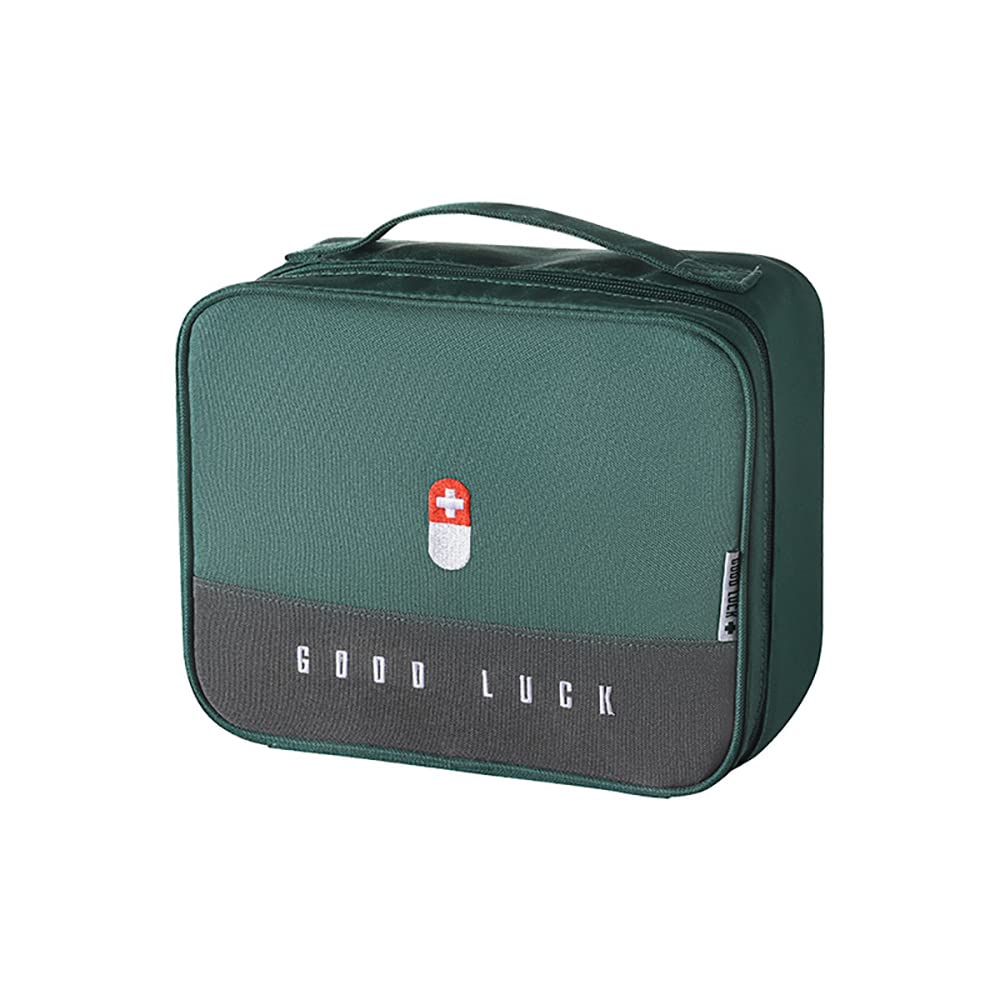 CRUVURBI First Aid Bags Travel Medical Cosmetic Organizer Insulated Storage Bag Medicine Case Pouch Convenient Safety Kit for Family Outdoors Hiking Camping (GREEN)