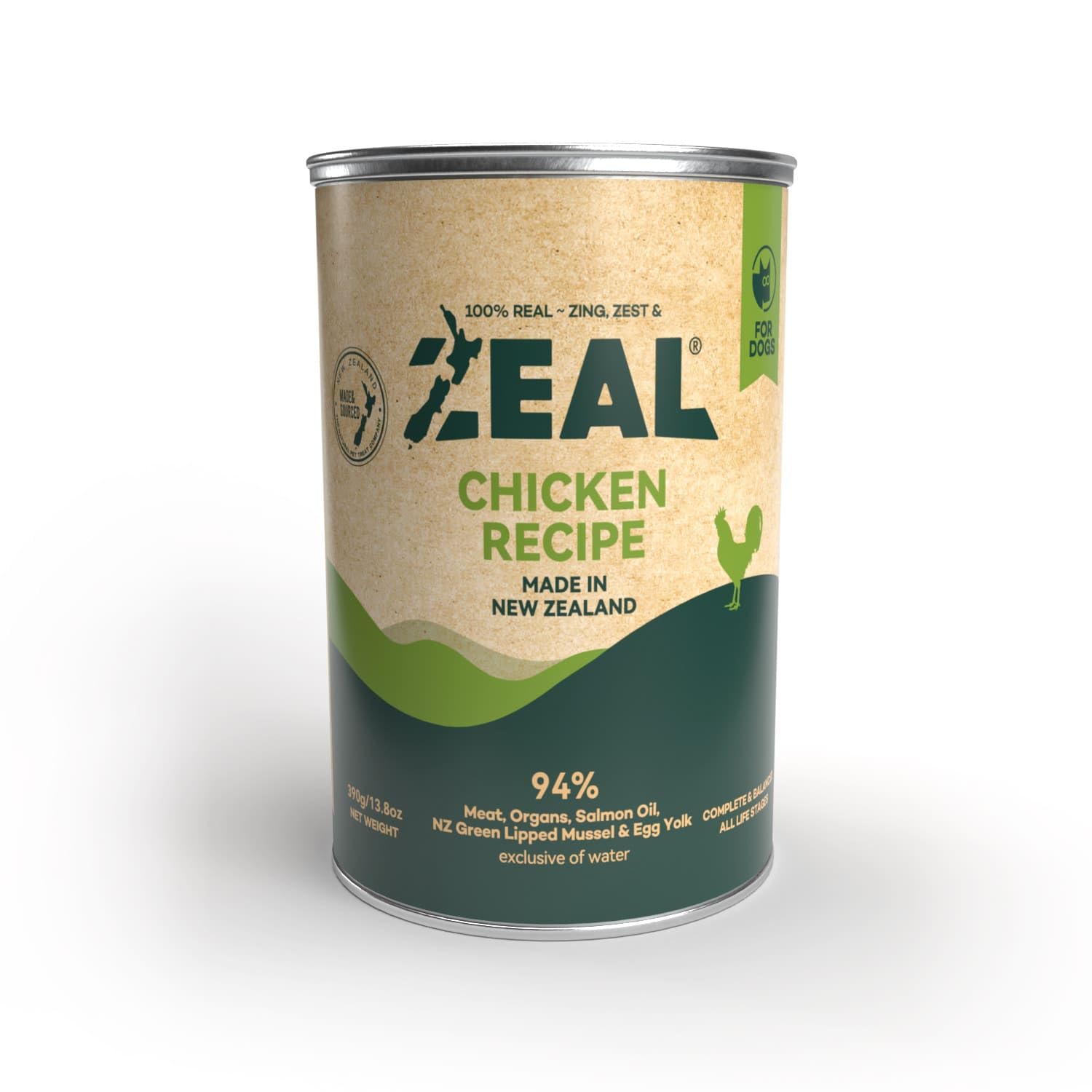 ZealGrain Free Chicken Recipe, All life Stages Dog Wet Food 390g - Made in New Zealand