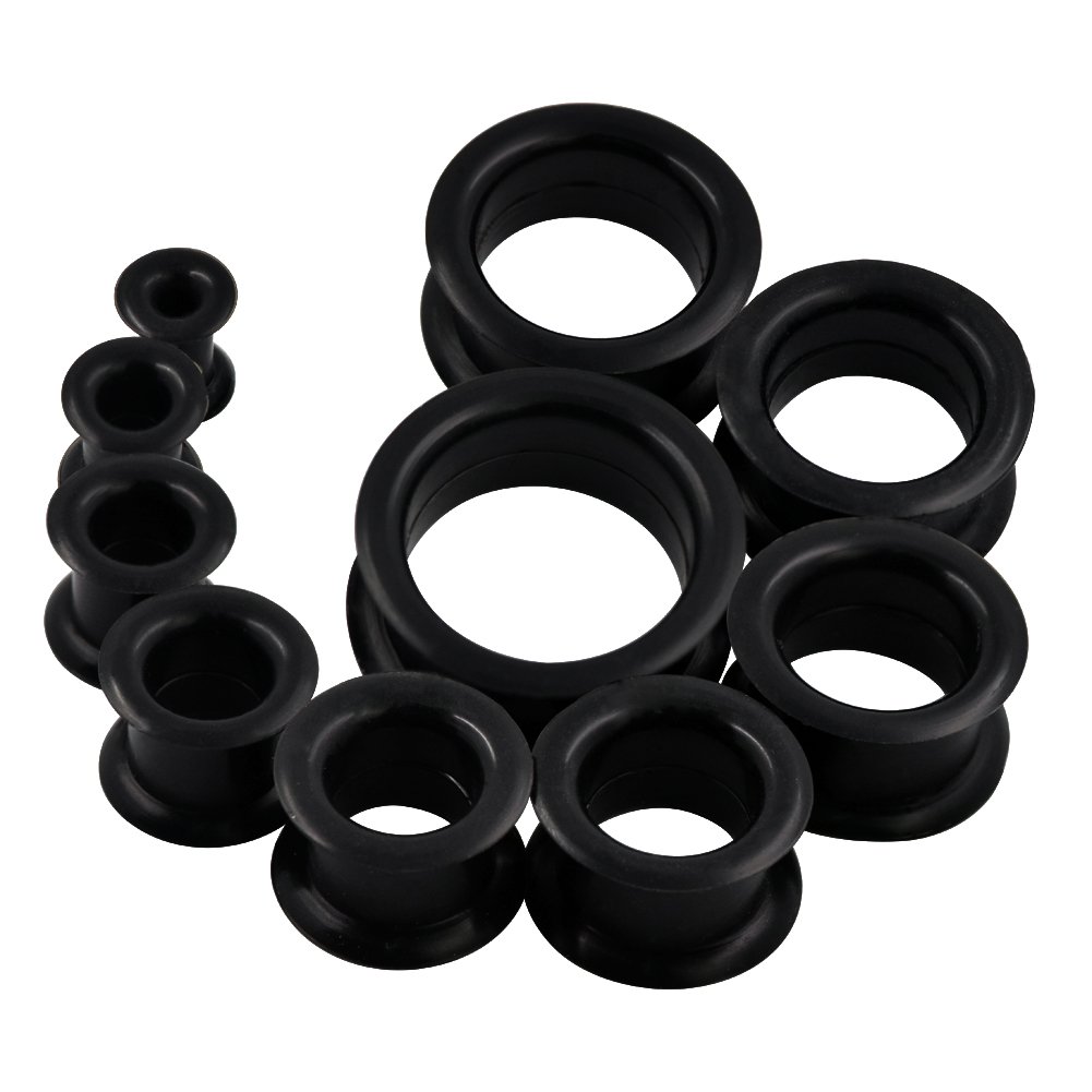 Oyaface 20 PCS Piercing Tunnel Set Soft/Hard Silicone Flesh Ear Plugs 2g-25mm Flexible Ear Stretching Gauge Expander