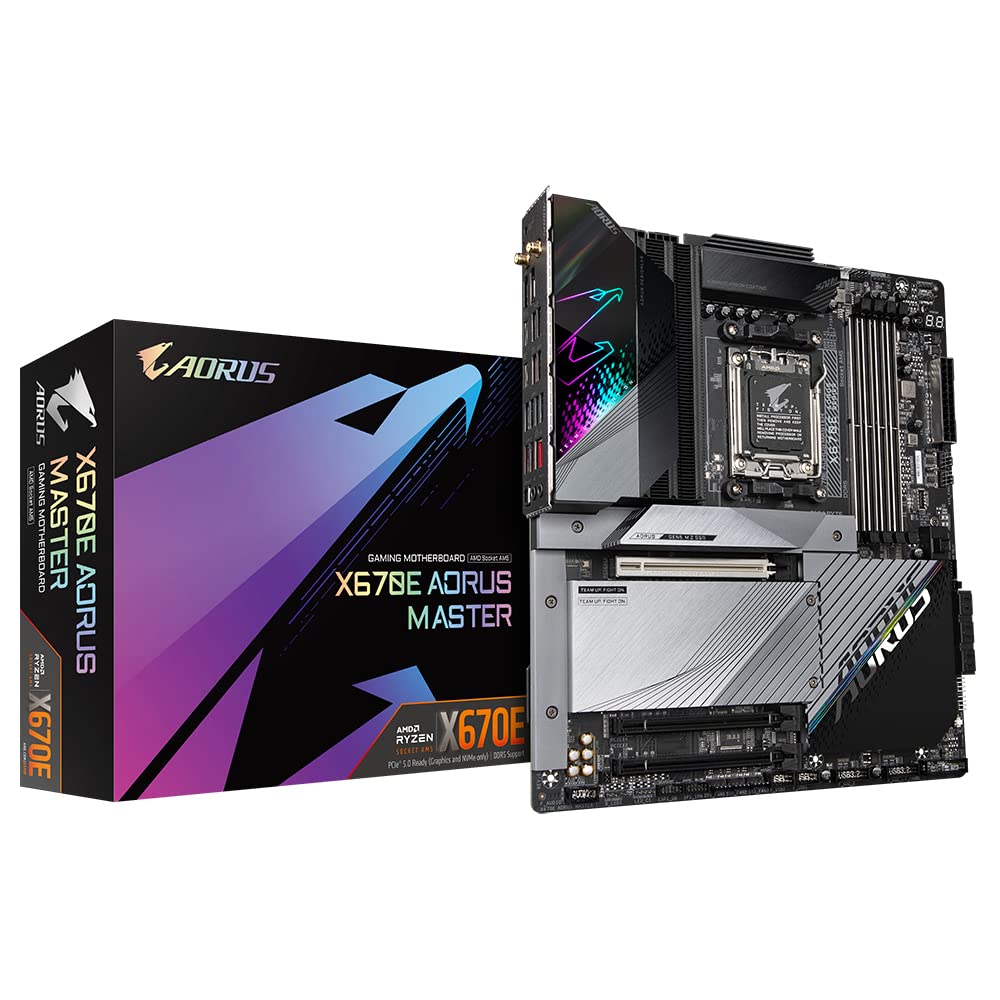 Gigabyte X670E AORUS MASTER ATX Motherboard - Supports AMD Ryzen 7000 Series CPUs , Black