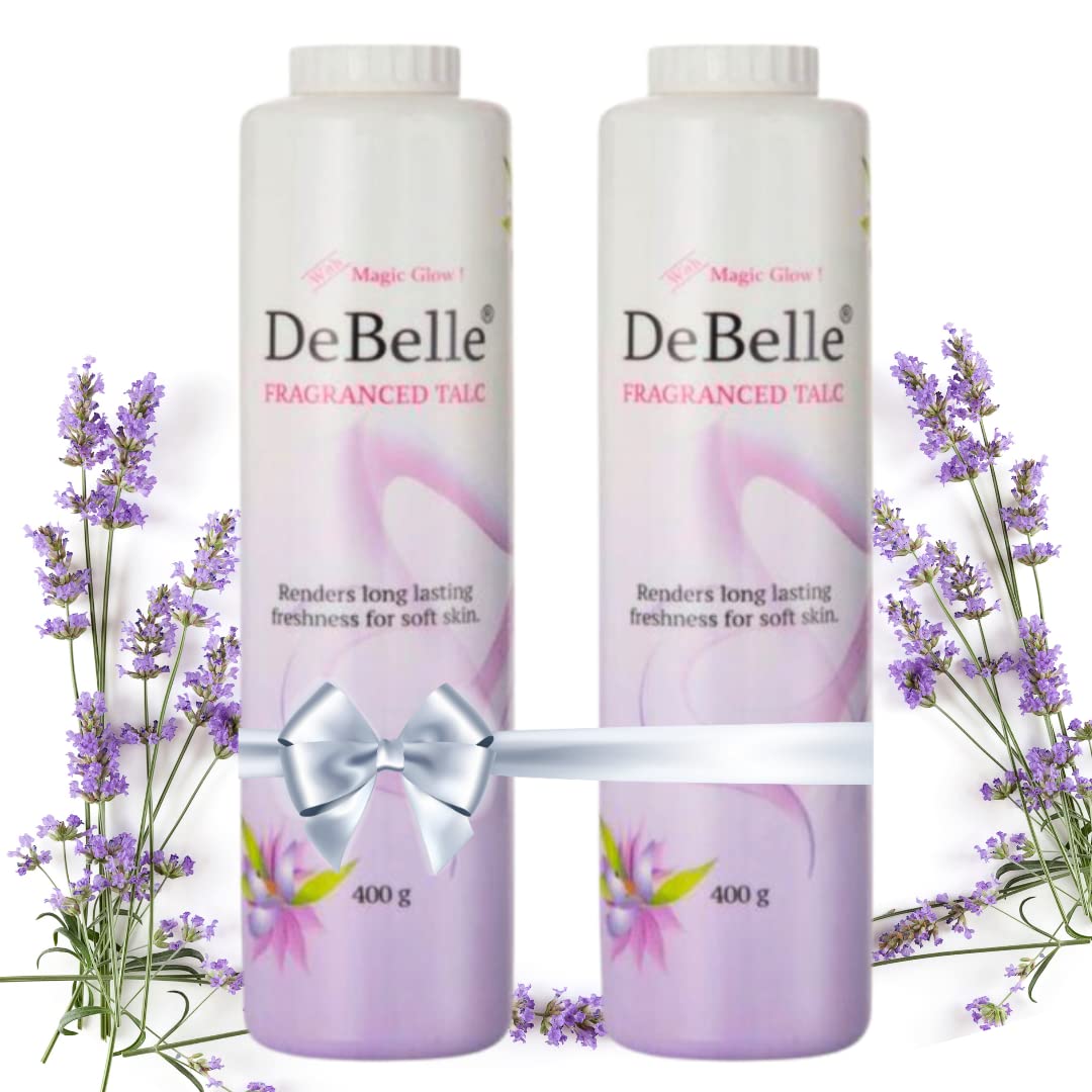 DeBelle Fragranced Face and Body Talc Combo Of 2 (400G Each) | Lavender Talcum Face Powder for men & Women| New Look