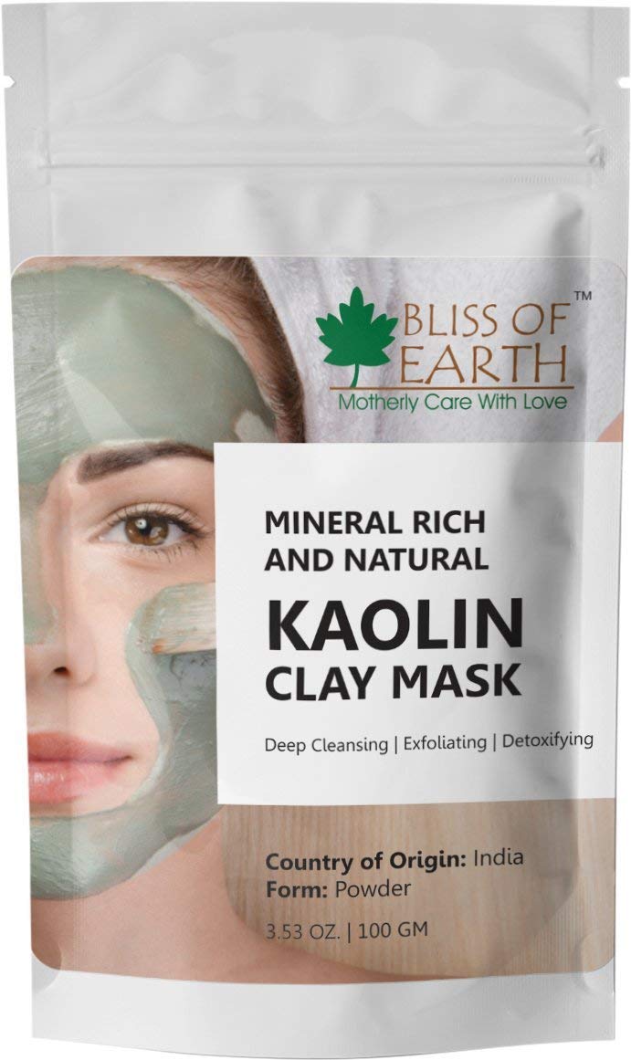 Bliss of Earth� 100% Pure White Kaolin Clay Powder | 100GM | Finest Grade | Natural Facial Mask | Remove Excessive Oil & Dirt From Face | Great For DIY Products, Soaps, Natural Deodorant |