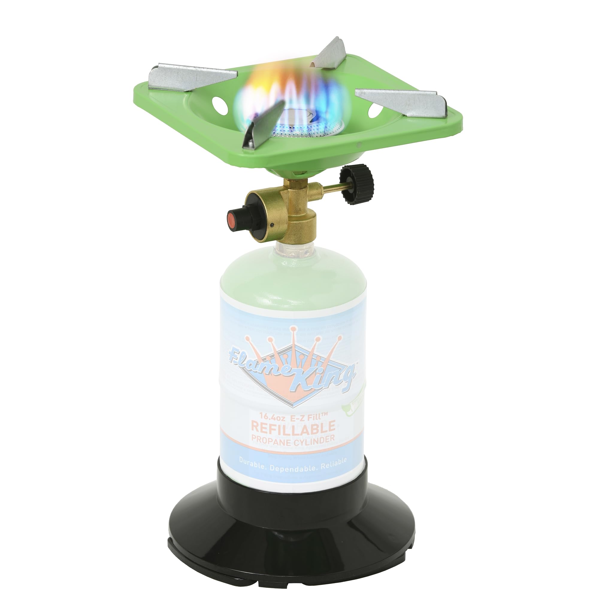 Flame King YSNVT-508 Portable BottleTop Camping Stove with Stable Lightweight Base Stand, Great for Outdoor Cooking, Backpacking, Compatible with 1LB Propane Gas Bottle