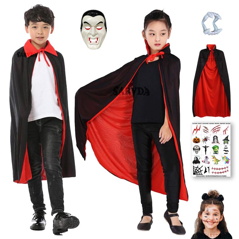 Sarvda Halloween Dress | Costume and Accessories | For Girls and Boys | Kids & Adults | Haunted Horror Theme Party Vampire Witch Ghost Skeleton Draculla Zombie Pumpkin Scary Cosplay Dress