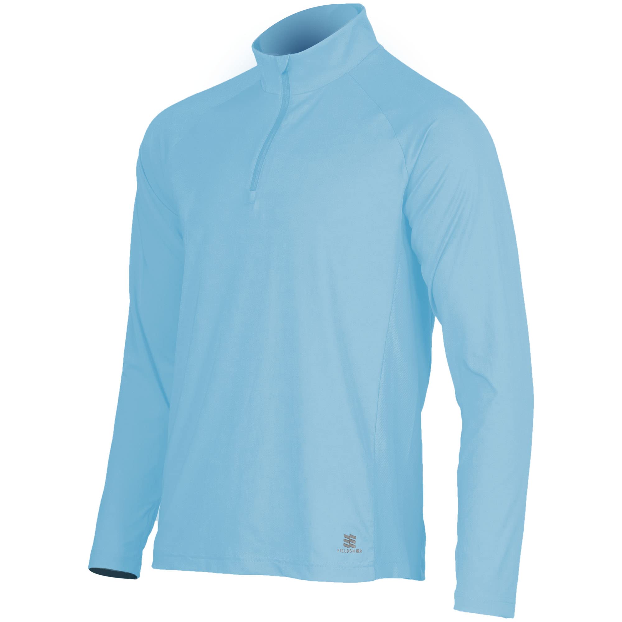 FieldsheerMen's Cooling Long Sleeve Shirt with 1/4 Zip, Long Sleeve Quick Dry Lightweight Shirt, Cerulean, L