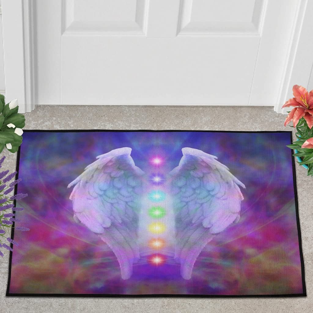 Veryday Angel Chakra Doormat Door Mat Entrance Mat Doormat Door Mat Dirt Trapper Mat for Indoor Use White 40 x 60 cm