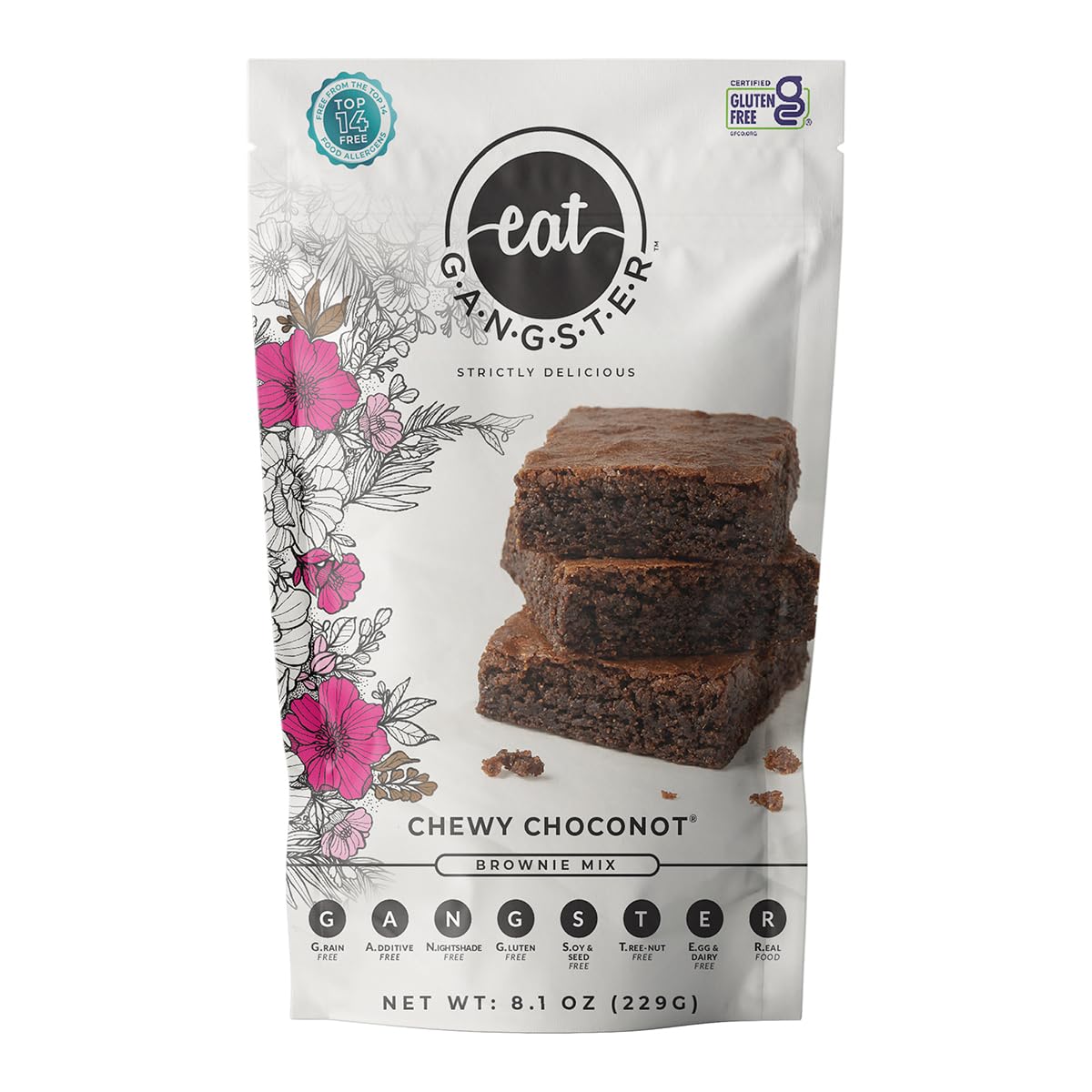 eat G.A.N.G.S.T.E.R. Chewy Choconot Brownie Mix | Gluten-Free, Grain-Free, Allergy-Friendly. Carob Brownies Without Chocolate, Caffeine-free, Easy to Make, Great for those with Food Sensitivities, on Elimination Diets or the AIP and Paleo Diets | Chocolate Substitute