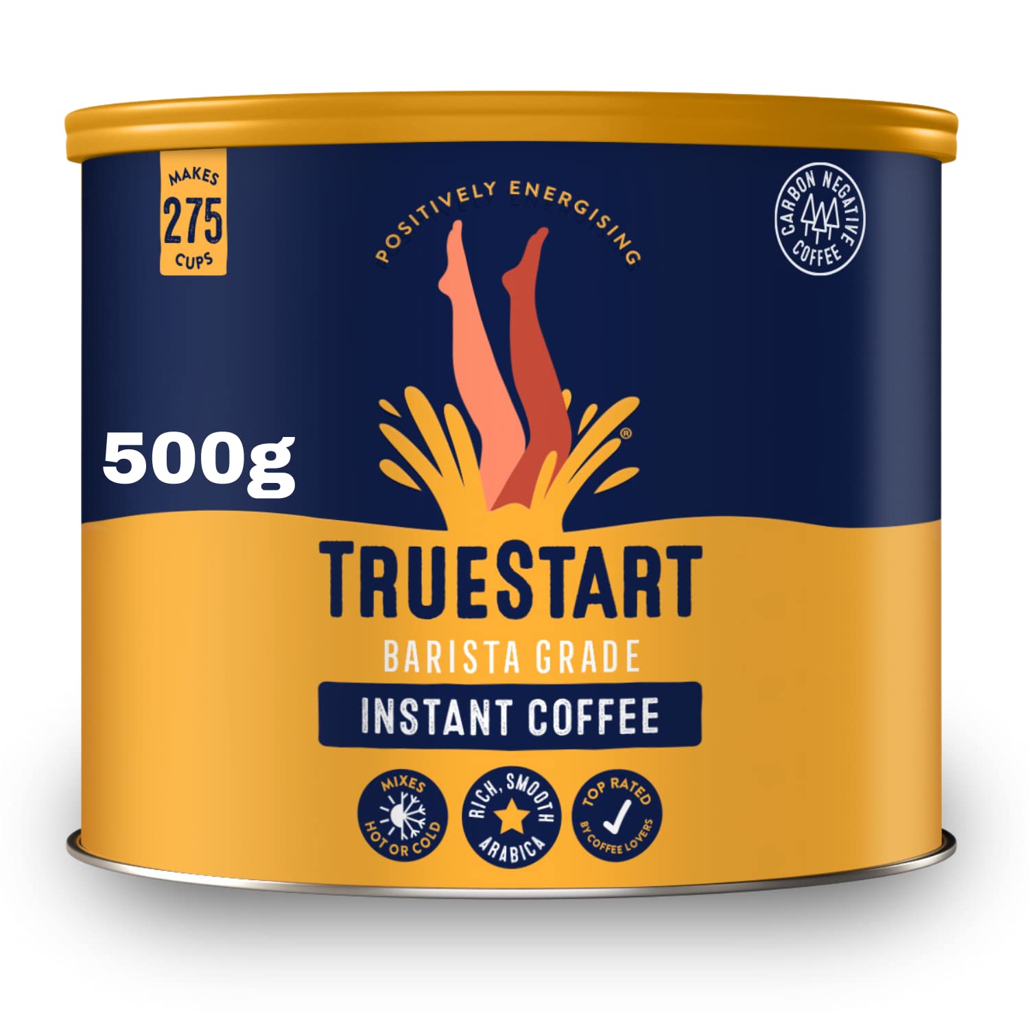 TRUESTARTBarista Grade Instant Coffee - 500g (275 Cups), Premium Freeze Dried, Smooth Rich Coffee Beans Roast, 100% Full Flavour, Office Coffee, Catering