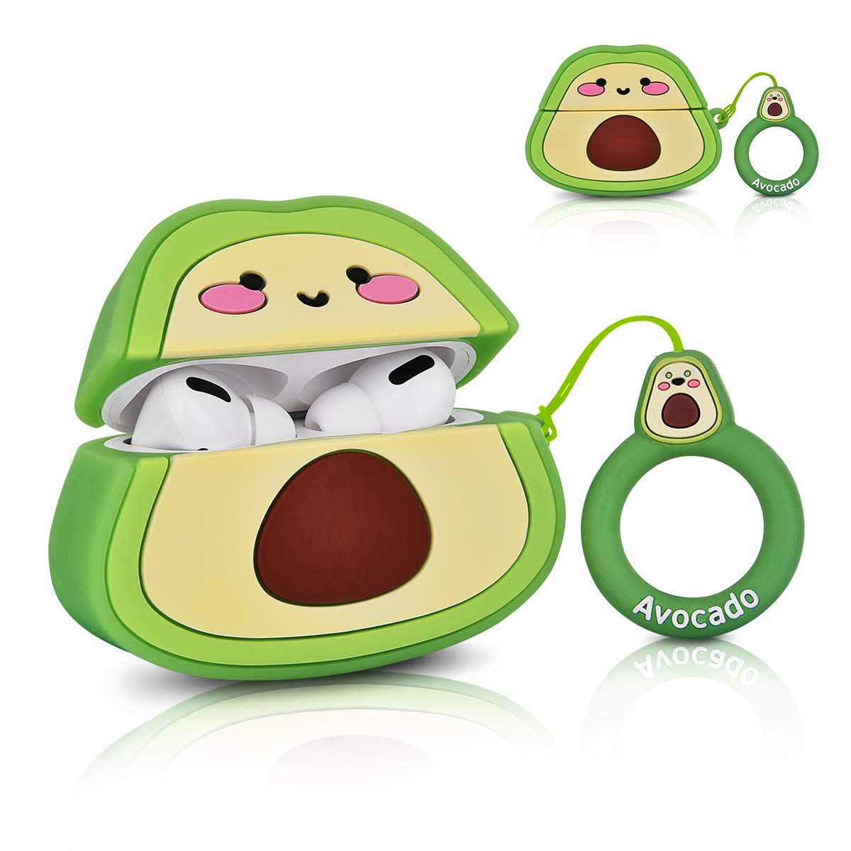 AIRSPO Case Compatible with Airpods Pro Cute Cartoon Airpod Case for Kids Girls Teens Boys Fashion Soft Silicone Character Protective Skin for AirPods Pro Carrying Case (Avocado)