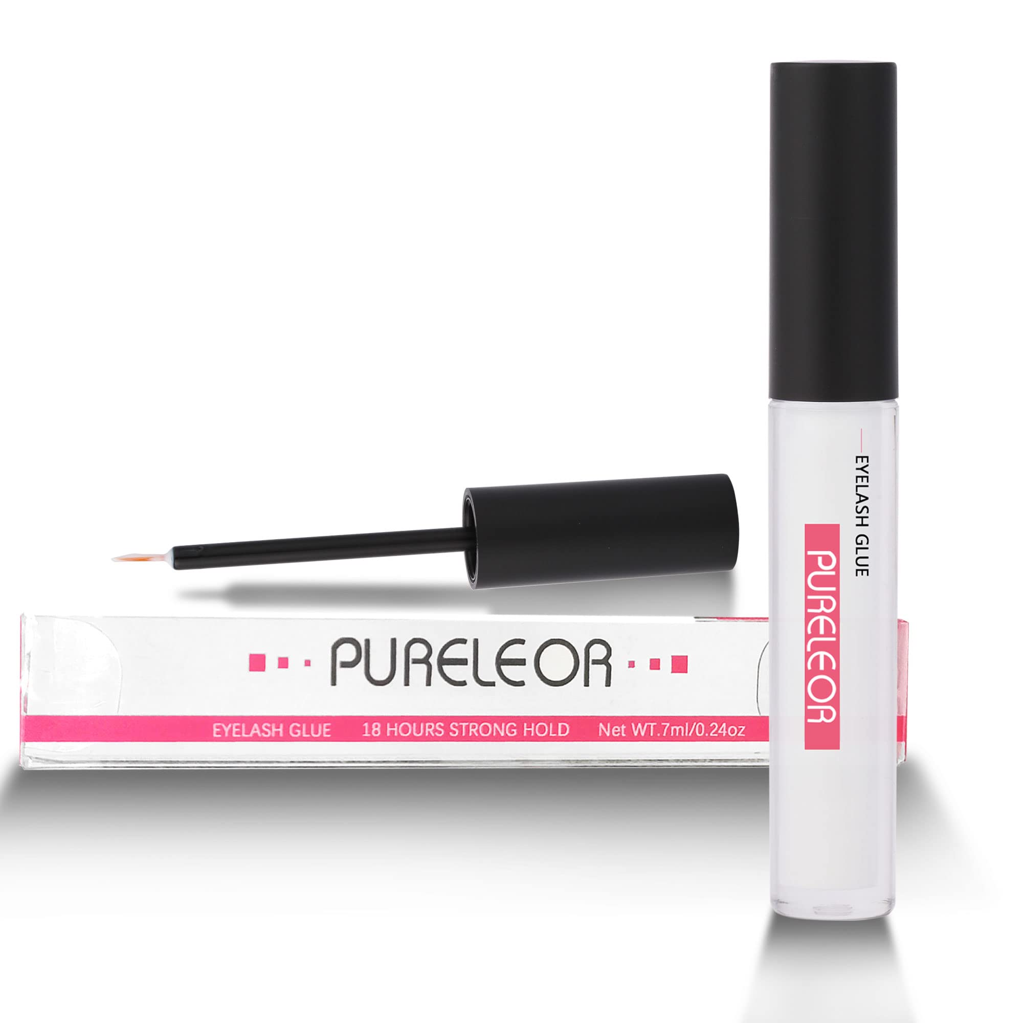 PURELEOR Lash Glue White Strong Hold for Strip Eyelashes Glue Latex Free Waterproof Fast Drying Eyelash Adhesive 0.236 OZ