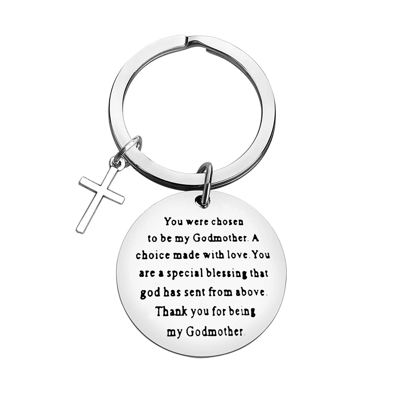 Mother's Day Gifts Godmother Keychain Gifts Baptism Gifts for Godmother Keychain Godmother Jewelry from Goddaughter Godson Birthday Christening Christmas for Godmother Keyring