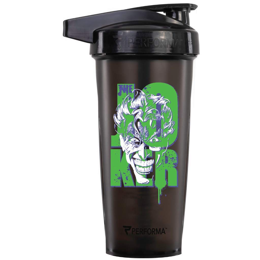 Performa ACTIV Series - DC Villains 28oz Shaker Bottle (Joker), Best Leak Free Bottle with ActionRod Mixing Technology for Your Sports & Fitness Needs!