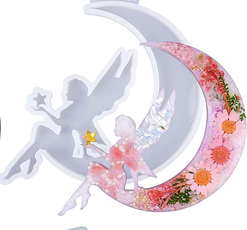 SNOOGG Pack 1 Crescents Mold, Silicone Epoxy Resin Casting Molds of Moon Fairy for DIY Lovers