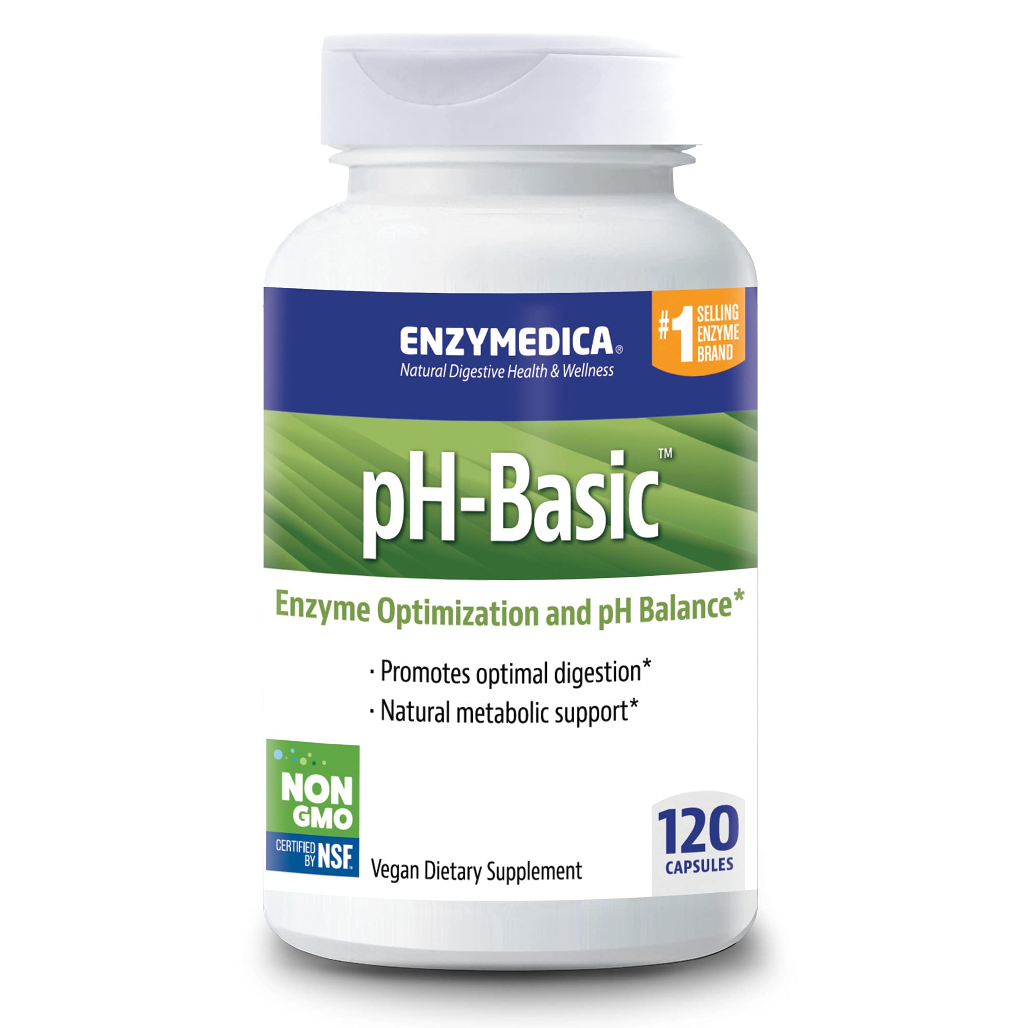 Enzymedica, pH-Basic, Includes Digestive Enzymes, Nutrients & Herbs, Supports Healthy Digestion & pH Balance, 120 Count