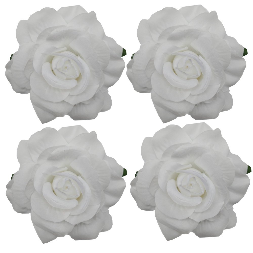 SanrichSanrich 4pcs/Pack Fabric Rose Hair Flowers Clips Mexican Hair Flowers Hairpin Brooch Headpieces