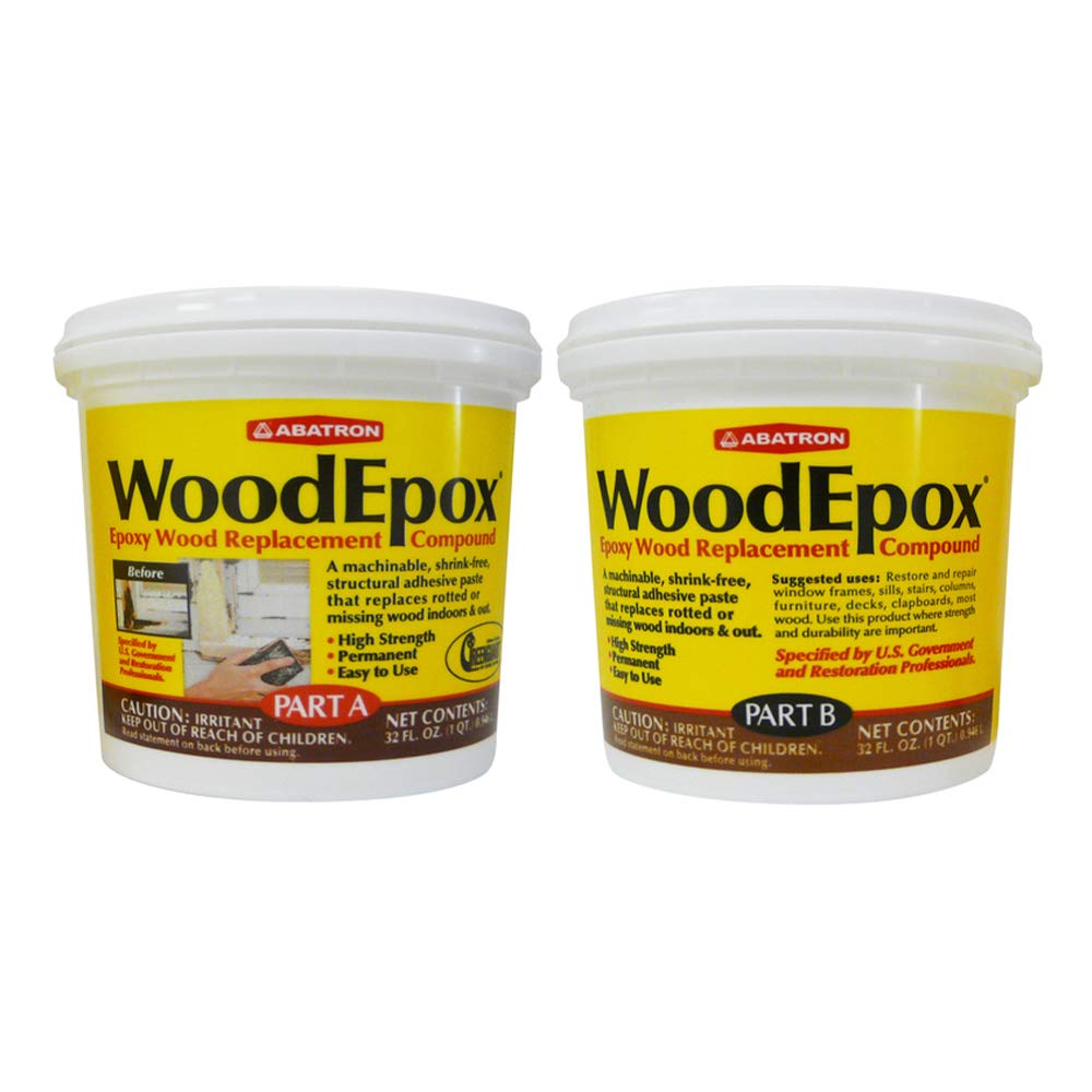 AbatronWoodEpox Epoxy Wood Replacement Compound, 2 Quart Kit, Part A & B