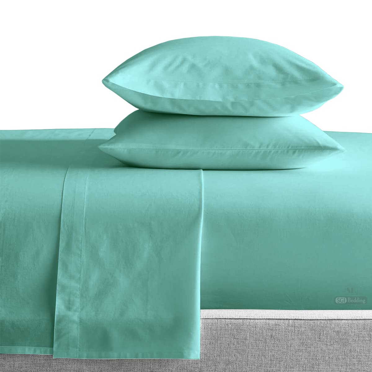 SGI bedding 42X80 Cot Bed RV Bunk & Truck Sleeper Fitted Sheet 1000 TC Perfectly Fitted for RV, Truck Sleeper & cot beds Egyptian Cotton Sheets fits Upto 14” Inch Deep Pocket Aqua Green Solid