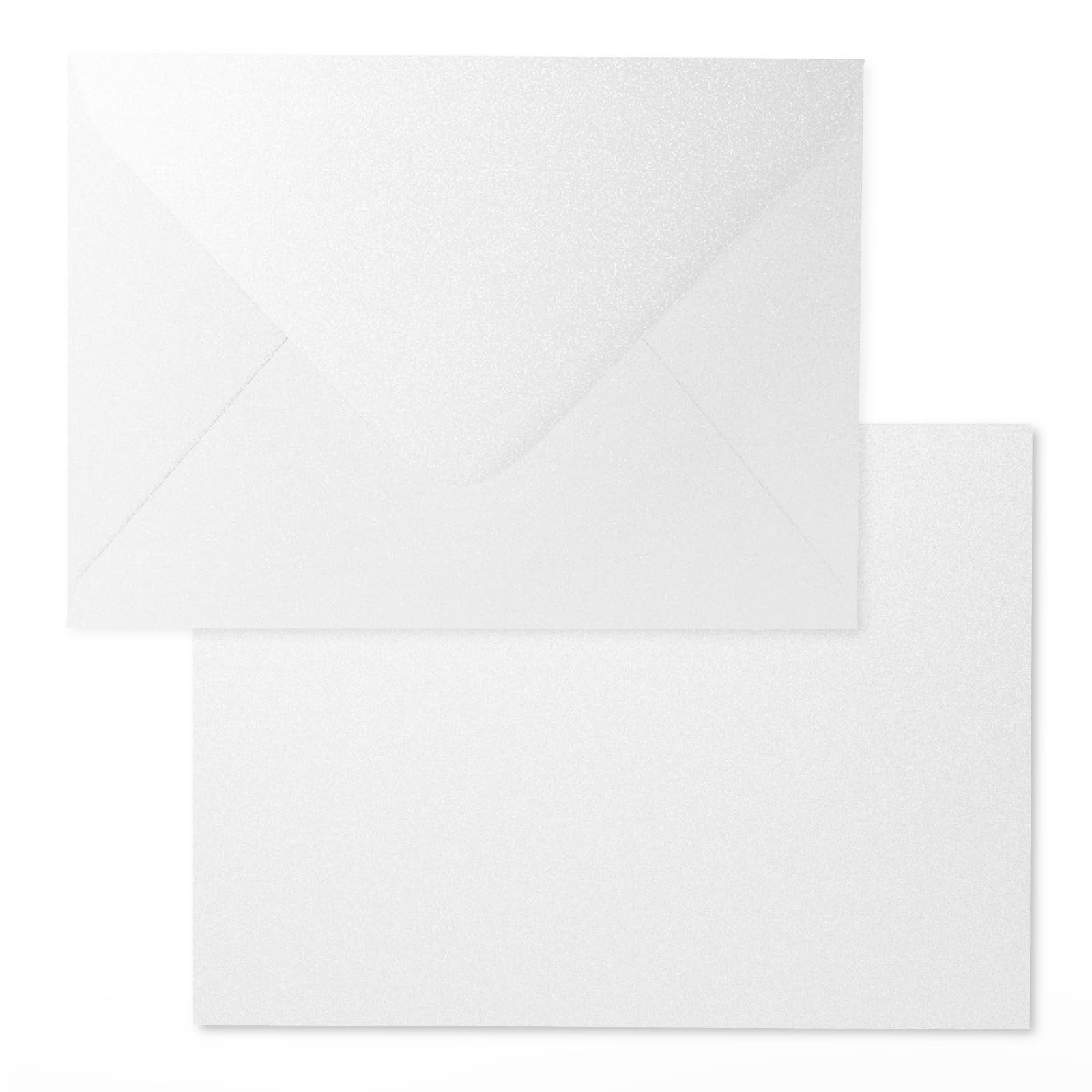 5x7 Envelopes for Invitations - 100 PCS Goefun Shimmer White Envelopes, V Flap Invitation Envelopes for Wedding, Baby Showers, Birthday, Graduation, 5.25 x 7.25 inches