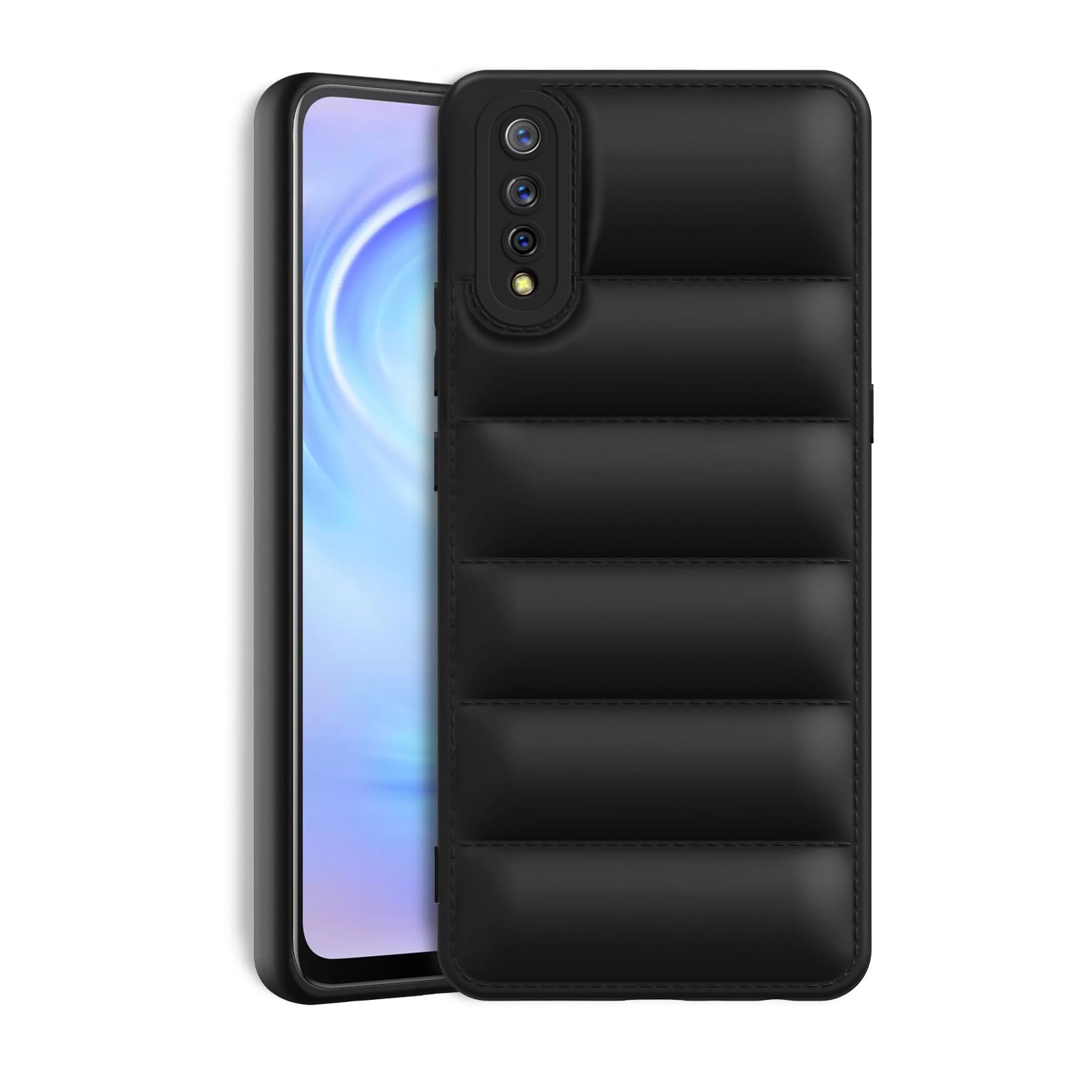 Plus Puffer Case Camera Protection Soft Back Cover for Vivo S1 - Black