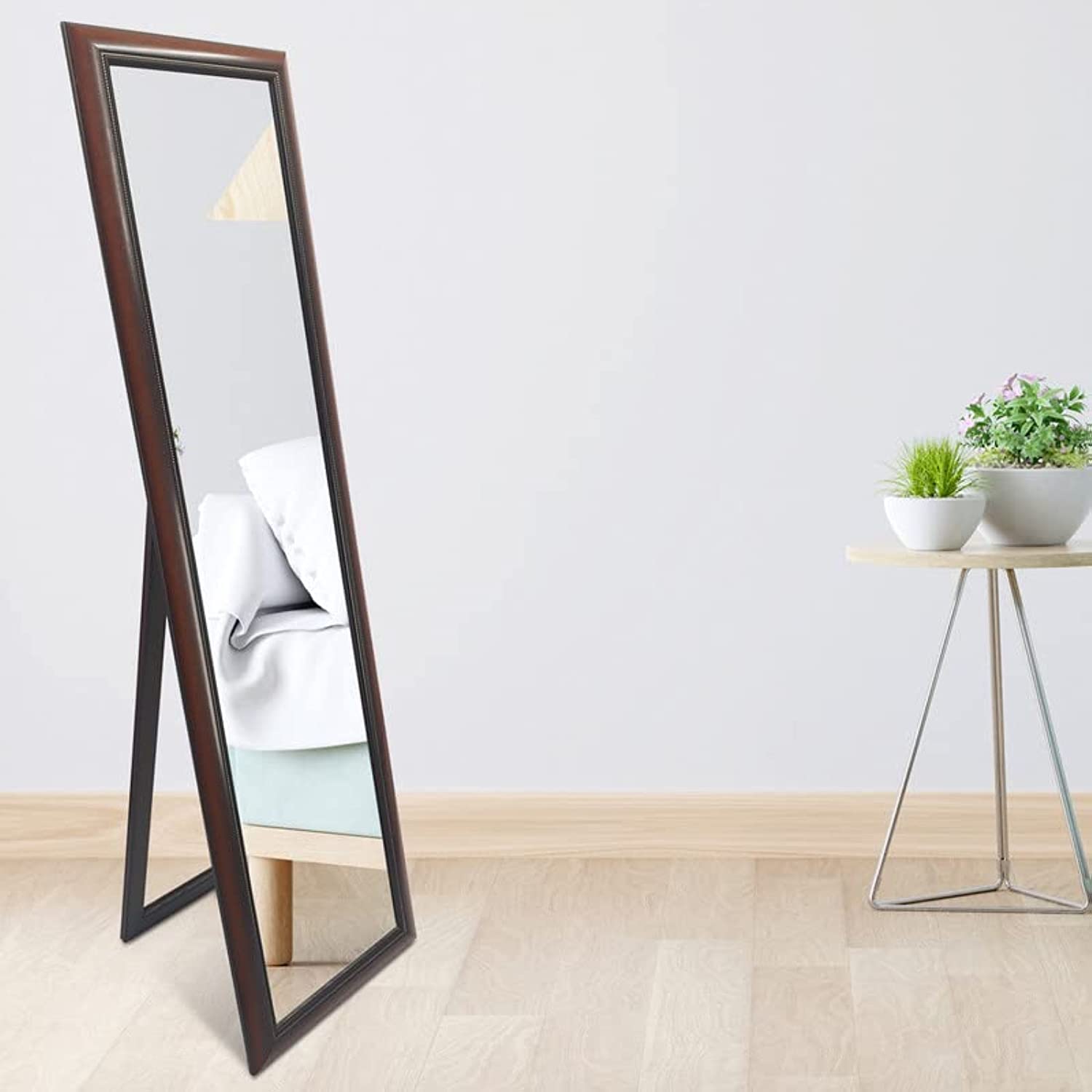 decorhills Stand Mirror Outer size (55 * 150) Full Length Mirror Standing Hanging or Leaning Against Wall, Large Rectangle Bedroom Mirror Floor Mirror, PVC Thin Frame (MEHROON)