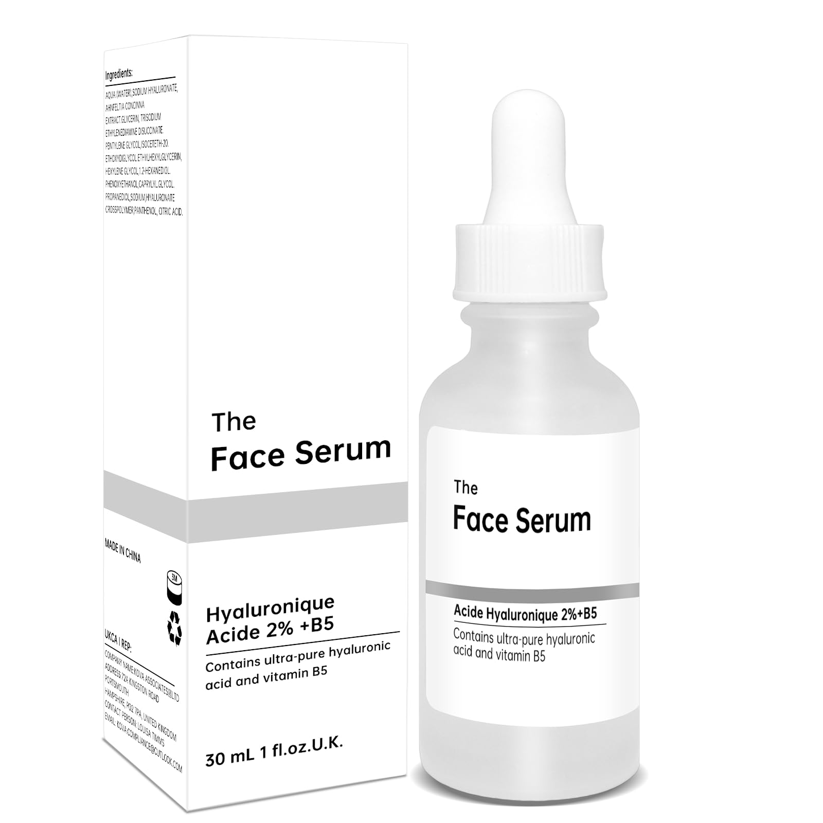 Hyaluronic Acid 2% + B5,Hyaluronic Acid Serum for Face to Plump and Smooth Skin,Hydrochloric Acid Serum,Hylauronic Acid Hydrating Serum for All Skin Types,30ml