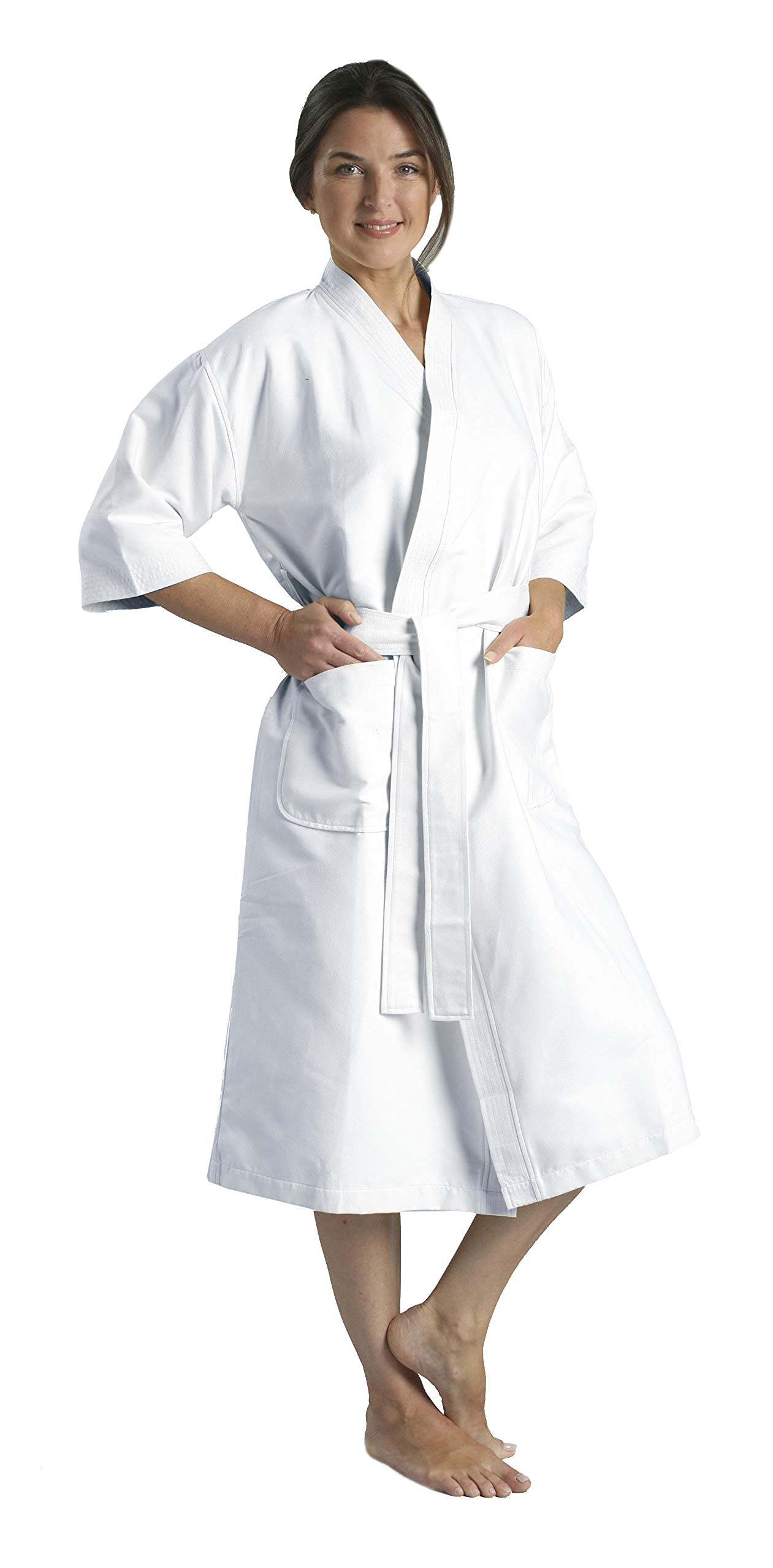 MONARCH Chamois Microfiber Kimono Hotel Robe - Lightweight Absorbent Soft Spa Bathrobe Cypress