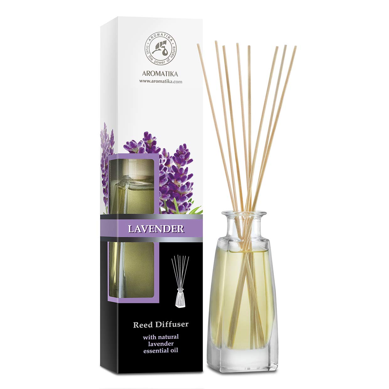 Reed Diffuser Lavender 100 ml - Natural Lavender Essential Oil - Room Fragrance - Home Fragrance - Air Freshener - Scented Diffuser - Gift - Aromatherapy - Spa - Home - Office - Boutique