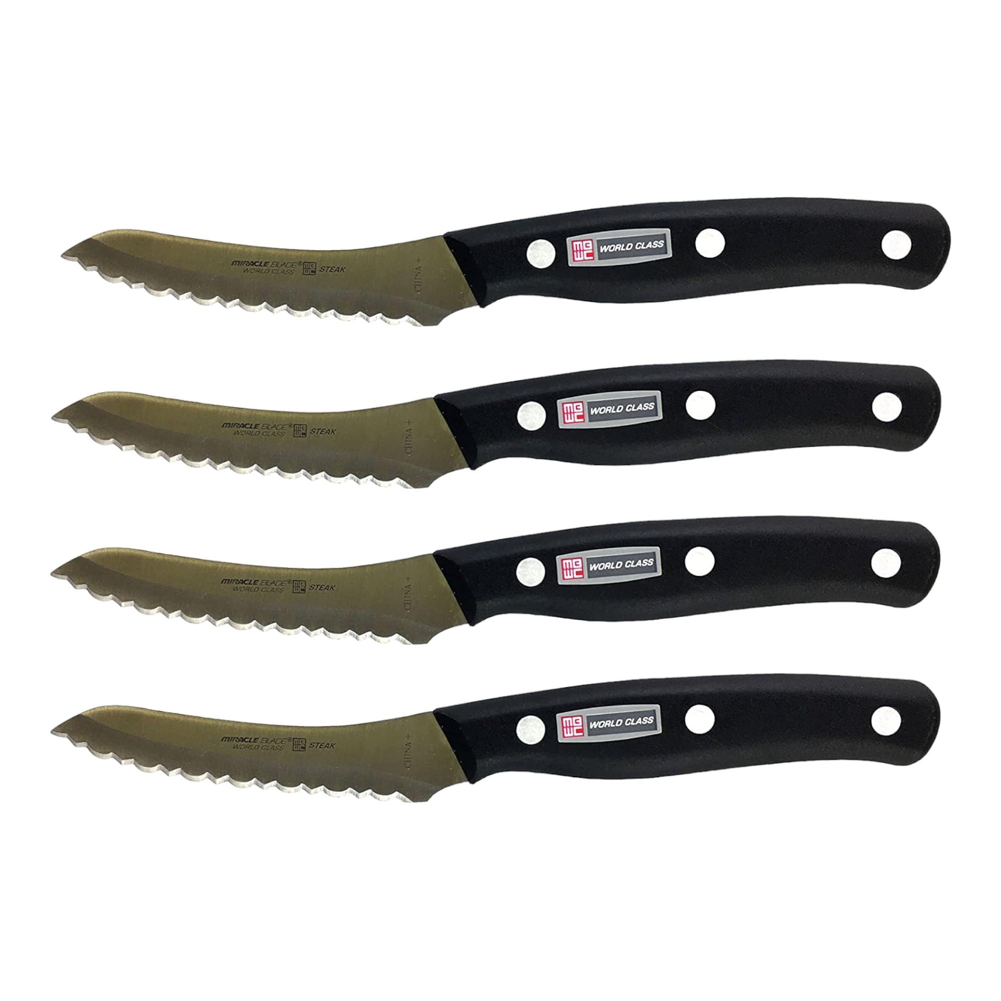 Miracle Blade IV World Class Professional Series Set of Four (4) Serrated Steak Knives