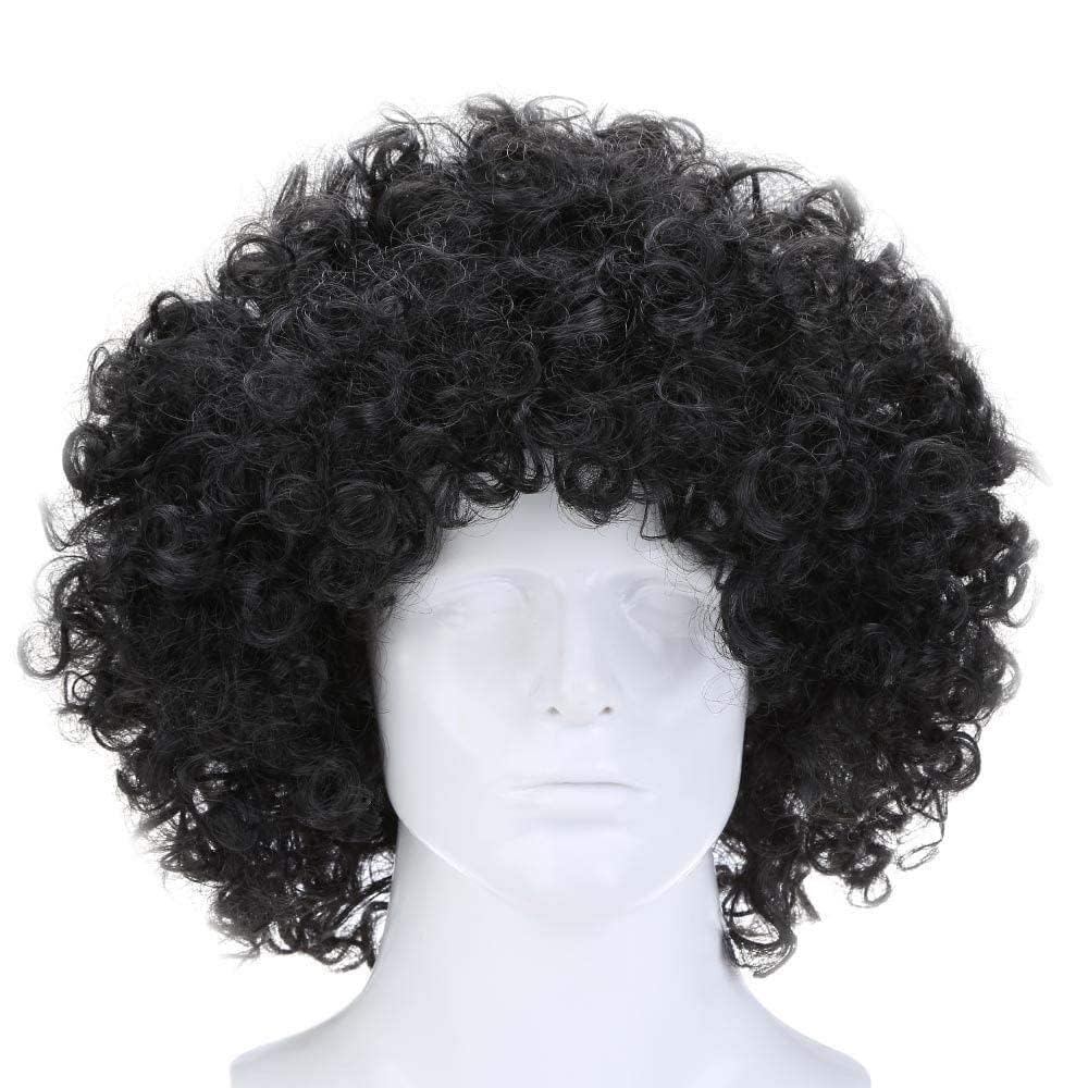 Mancloem Unisex Curly Clown Hair Wig for Holi & Halloween Festival Costume | Malinga Wig(Black Color