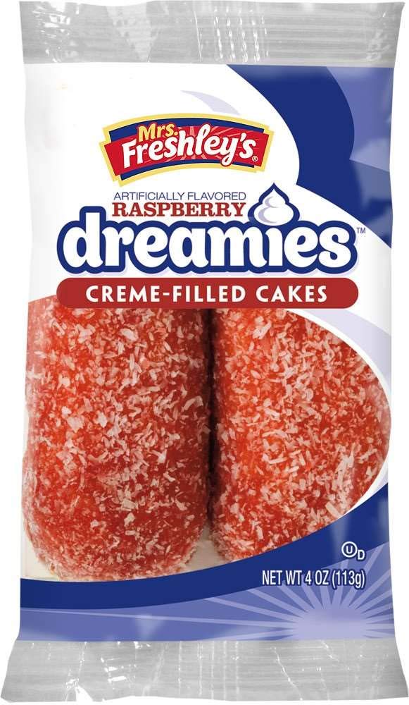 Mrs. Freshley's Cream Filled Raspberry Dreamies 2-Pack | 8 Count (16 Pieces)