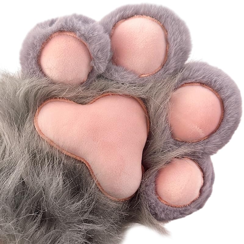 EkwikzzPlush Furry Cat Claw Gloves - Faux Fur Fox Paws Mittens for Halloween Cosplay Costume - Adorable Animal Accessories