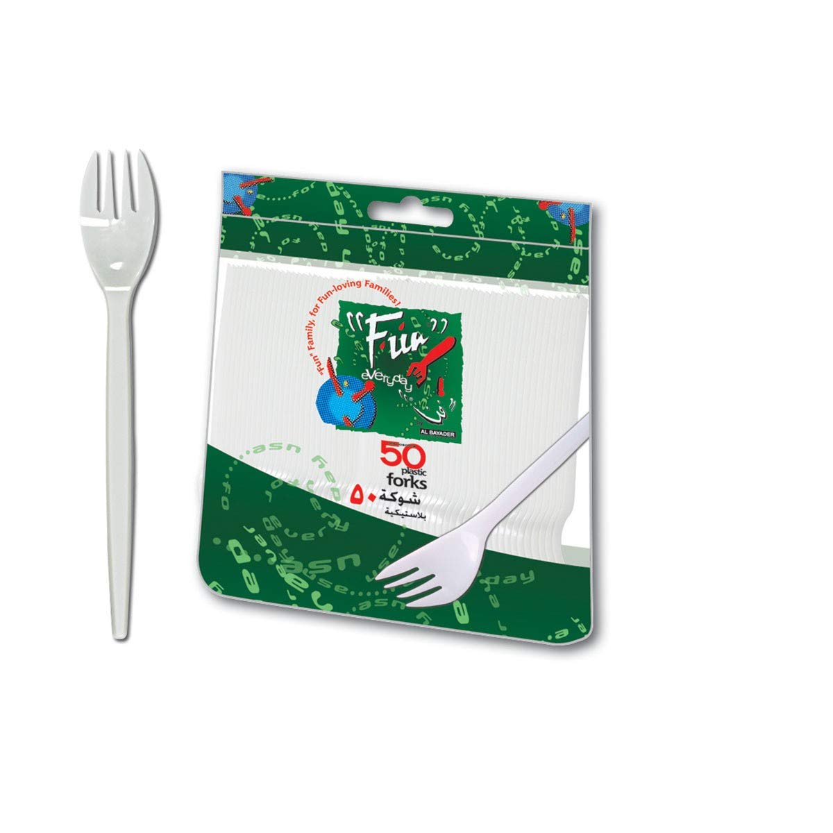 Fun® Everyday Disposable Plastic Fork Set 6.5 inch - White - Pack of 50