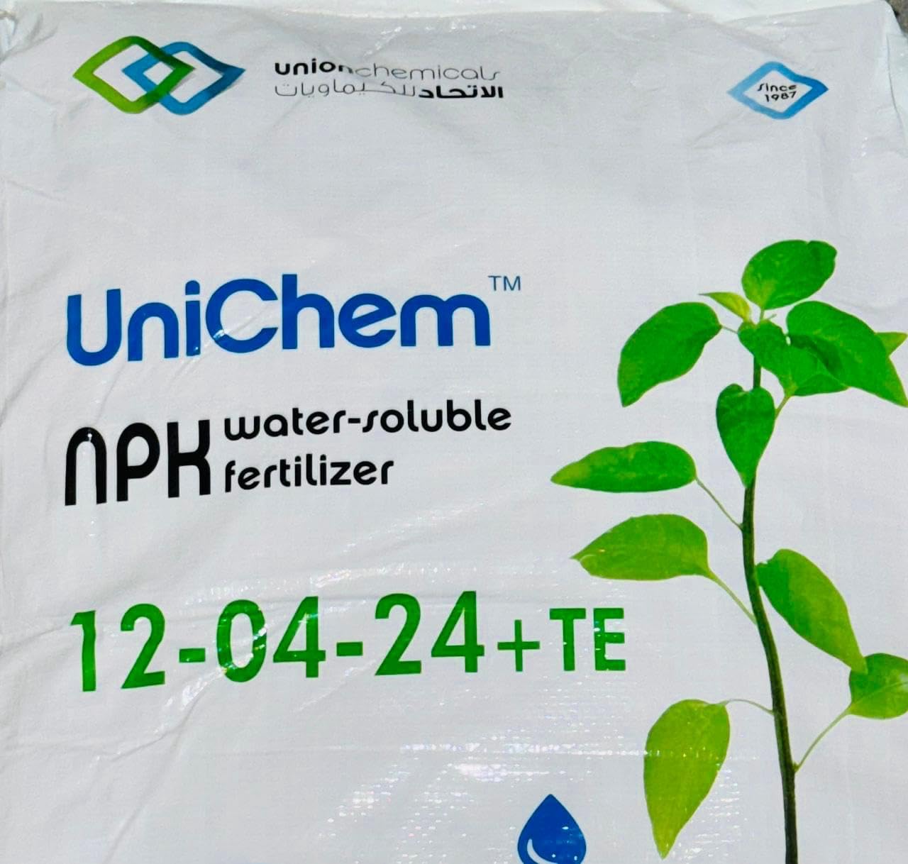 Unicheme ® NPK Fertilizer, Nitrogen, Phosphorous, Potassium | Water soulble | Made in UAE, No.1 choice in UAE, Formula 12-04-24 +TE | farmers choice | Fruits, leaves, vegetables, fruits (6 kg)