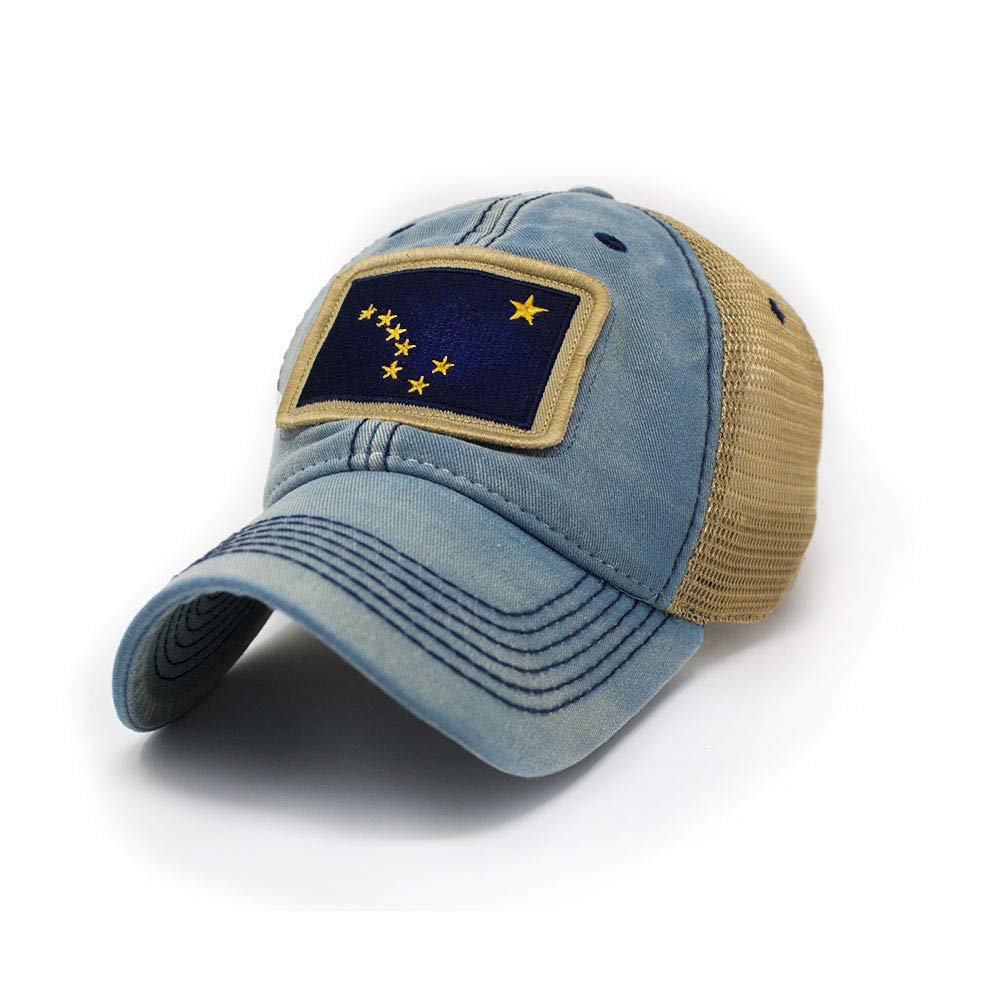 S.L. Revival Co Alaska Flag Patch Trucker Hat, Americana Blue