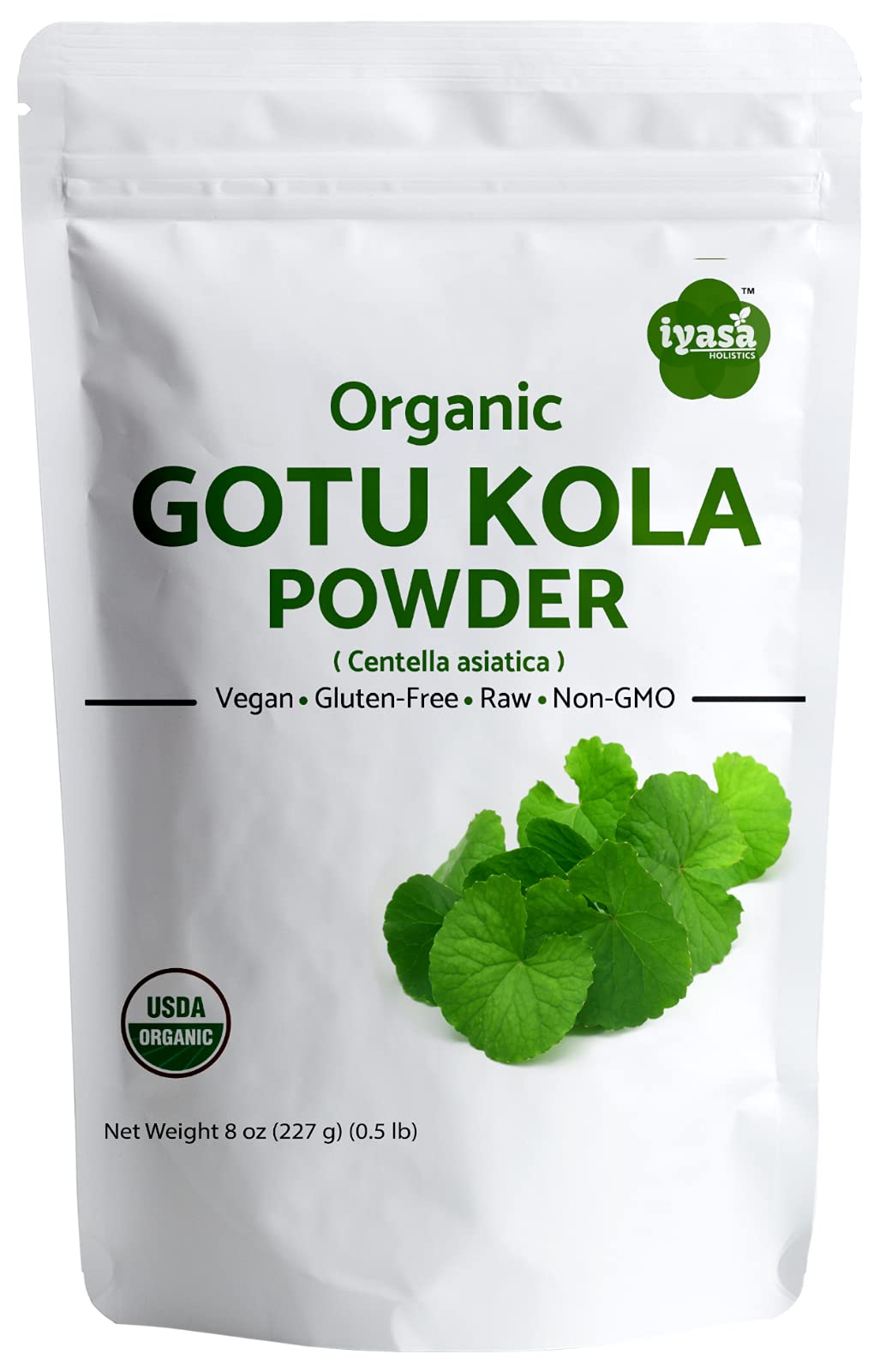 Iyasa Holistics Organic Gotu Kola Powder, Centella asiatica, Brahmi, Ayurveda Superfood, Value Pack of 8 oz/226 gm