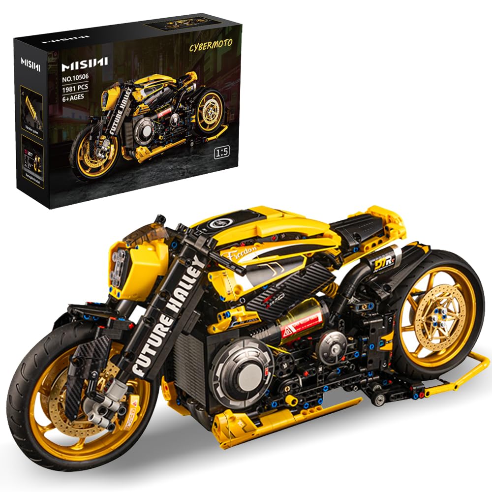 MISINI2077 Cyberpunk Motorcycle Toy Kit, 1:5 Motorcycle Model Building Kit Set, Build a Cool Motorcycle Kit for Adults and Children, Compatible with Major Brands (1981 PCS)