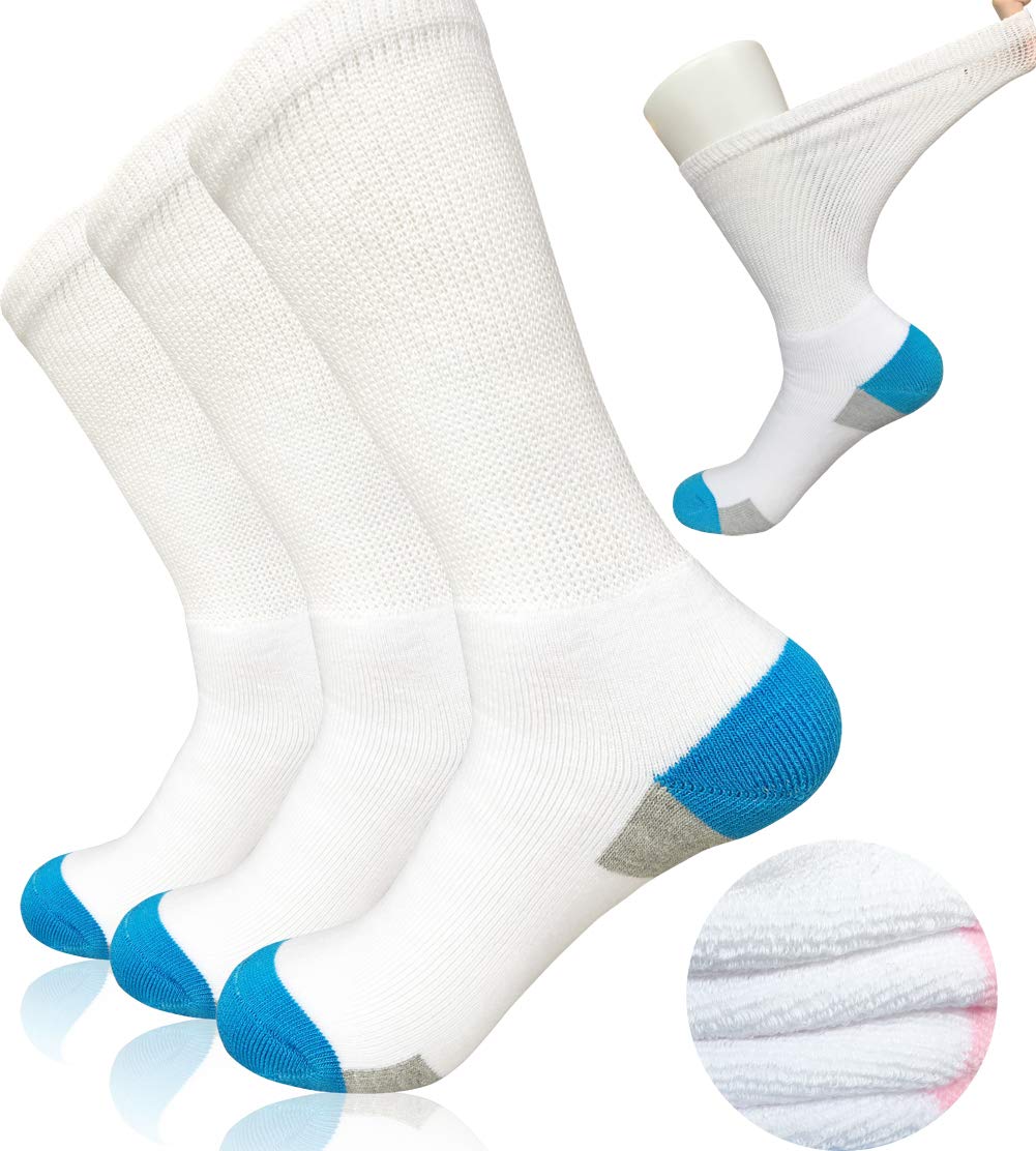 Diabetic Socks Non-Binding Crew Wide Top for Neuropathy Edema Swollen Thick Ankle Bariatric Lymphedema Slipper Sox