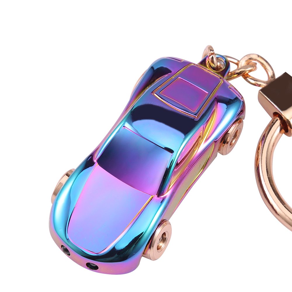 Creative Key Chain Car Keychain Flashlight with 2 Modes LED Lights 2 in 1 Car Key Chain Ring for Office Backpack Purse Charm,Great Gift for Men or Women(Colorful)