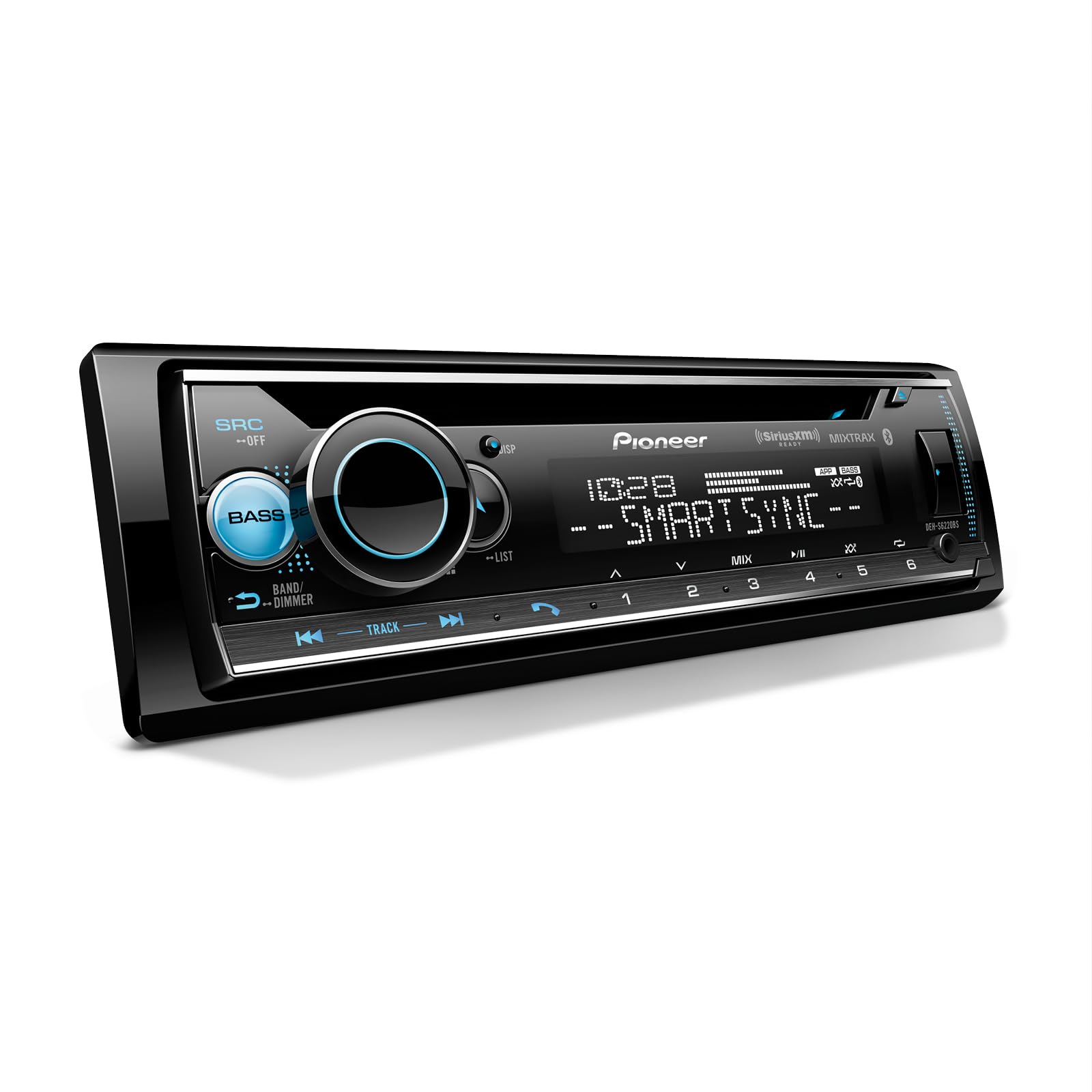 Pioneer DEH-S6220BS Touchscreen Single Din Stereo Receiver Bluetooth CD Player USB/AUX Inputs Apple Android Compatibility Hands-Free Calling