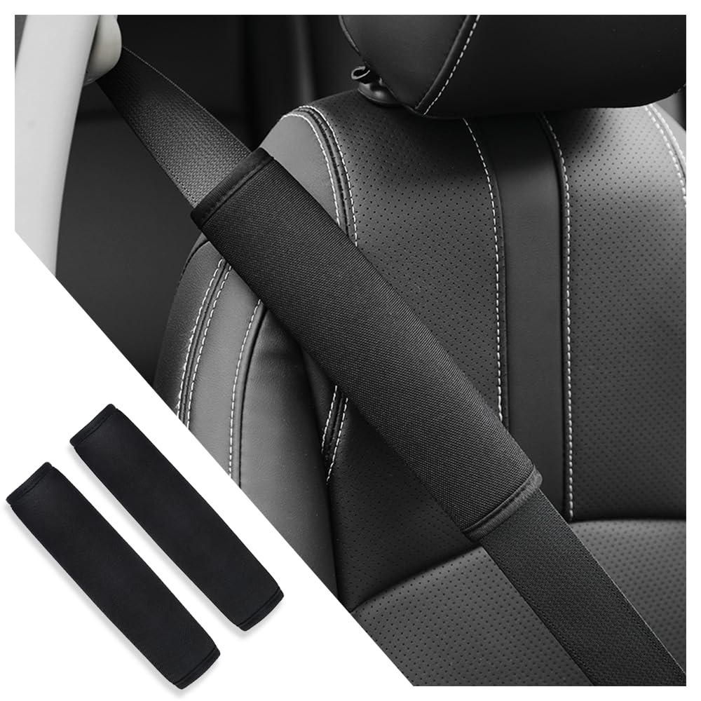 2Pcs Seat Belt Cover Pad,Breathable Polyester Car Seatbelt Covers,Universal Seat Shoulder Strap Pads Car Accessories Interior for Men Women (Black)