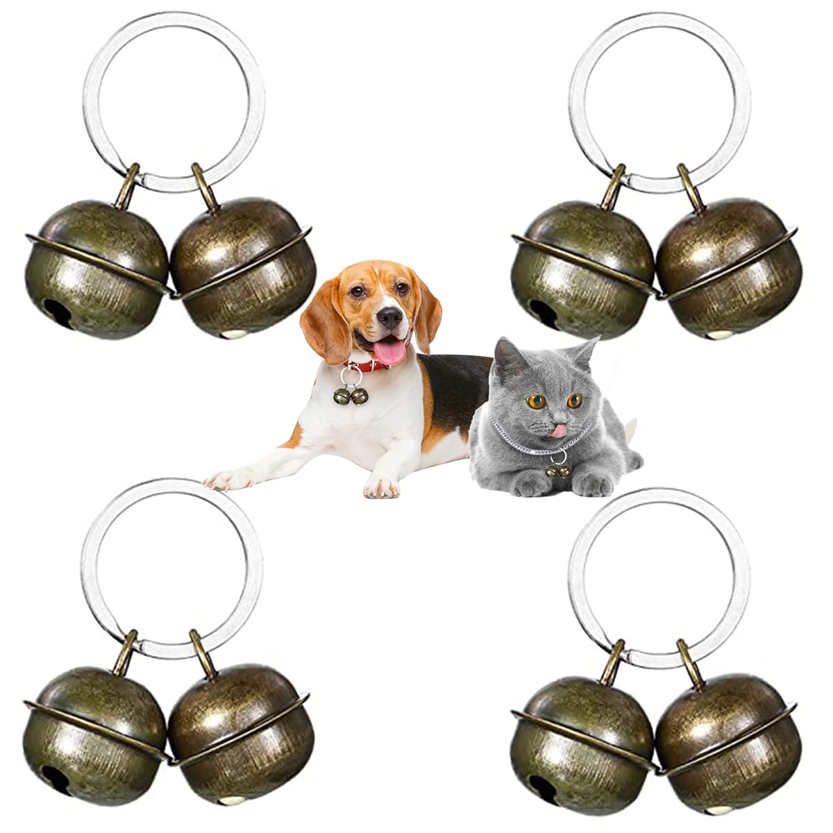 Leikedun4 Set Loud Dog Cat Collar Bells Metal Pet Bells for Collars Pet Tracker Bells Pets Collar Charm Pendant Bells Vintage Small Bell for Pets Pendant Key Rings