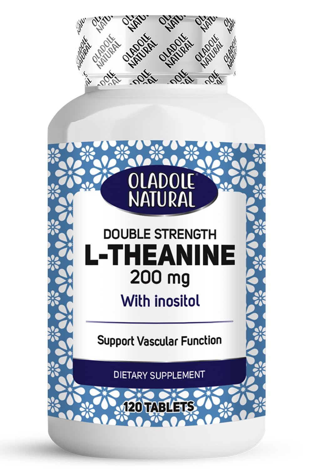 Oladole Natural L-Theanine - 200mg (120 Tablets) | Calm Focus & Stress Relief, Promotes Relaxation, Mental Clarity & Sleep, Inositol, Sustained Serenity Formula | Non-GMO, Gluten-Free