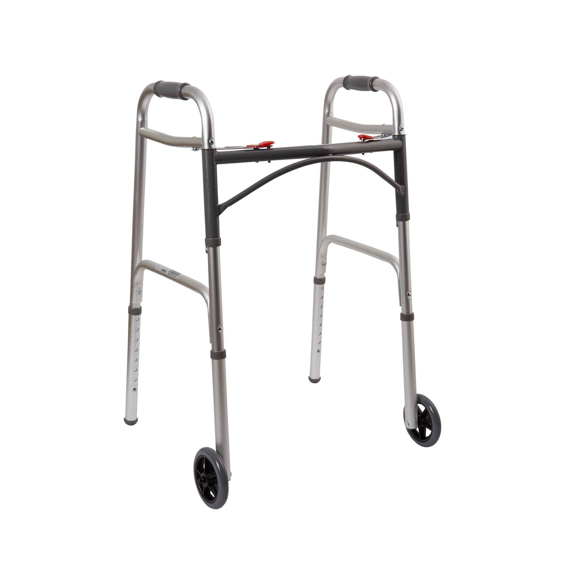 McKessonFolding Walkers with Wheels, Aluminum, 32 in to 39 in, 350 lbs Weight Capacity, 1 Count