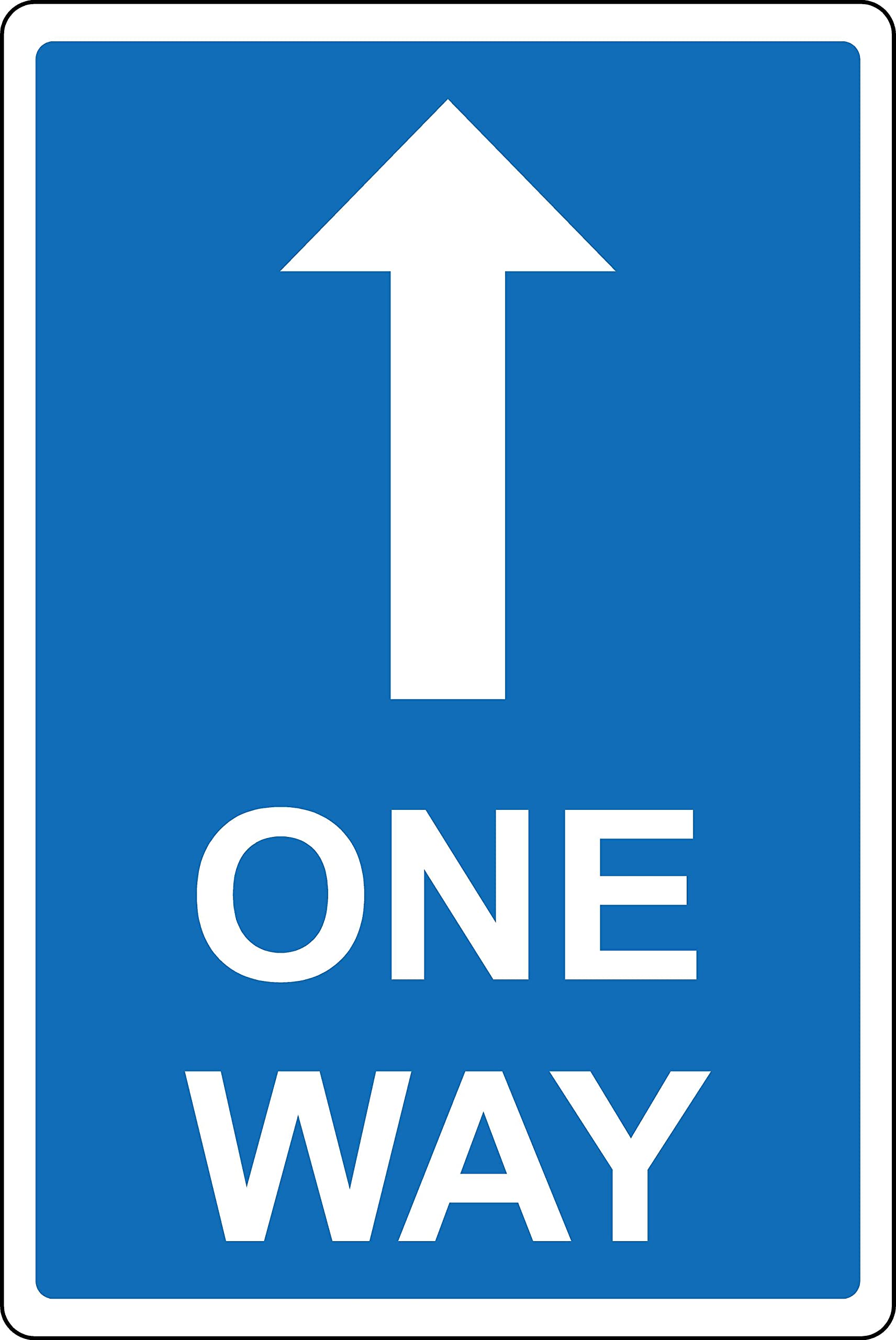 One way arrow straight ahead Sign - 3mm Aluminium sign (400mm x 300mm)