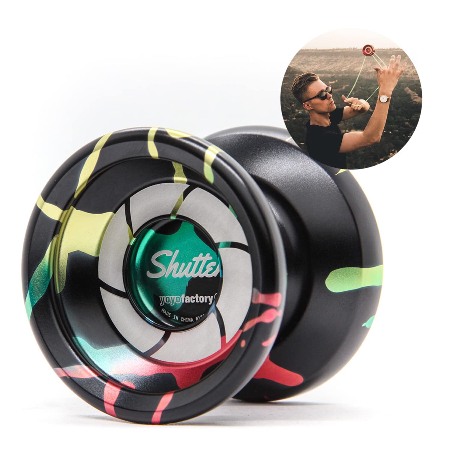 YoyoFactory SHUTTER Yo-Yo - Black Splash (World Yoyo Champion Pro Model)