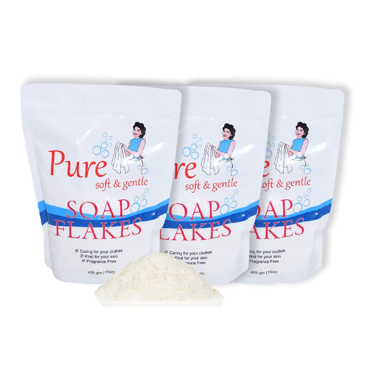 Playlearn Original Pure Soap Flakes Boxed for Laundry -Pack of 3 Fragrance-Free Soap Flakes for Washing Machine Vegan Friendly-No Allergens Laundry Soap Flakes for Clothes Washing