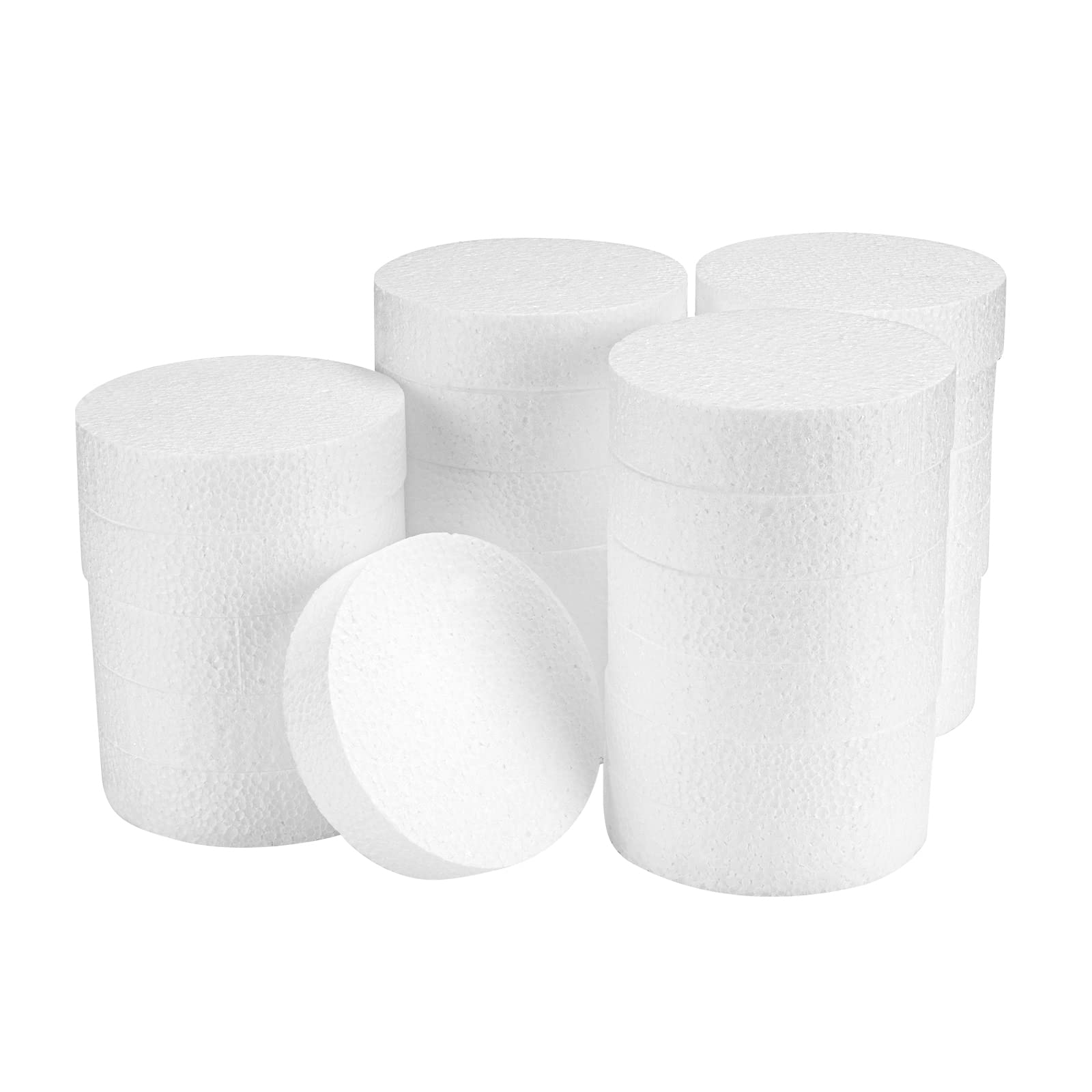 FFchuanhe 4 Inch 24-Pack Foam Circles for Crafts (1" Thick), Polystyrene Round Foam Disc for DIY Projects, Cakes and Decorations, Sculpture, Modeling, Arts and Crafts Supplies.(White)