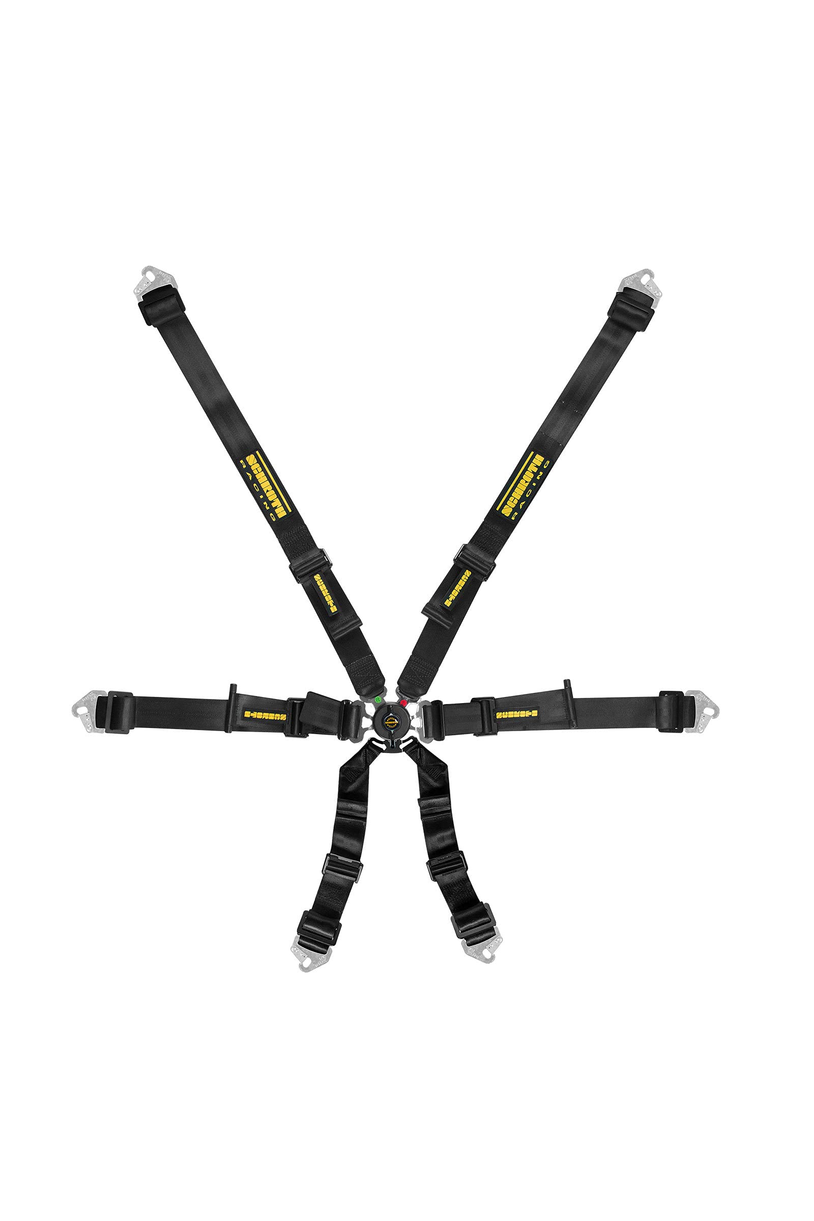 SCHROTH Flexi 6 Point Racing Harness - 2" Shoulder x 2" Lap Belts - Black - FIA 8853-2016 Certified