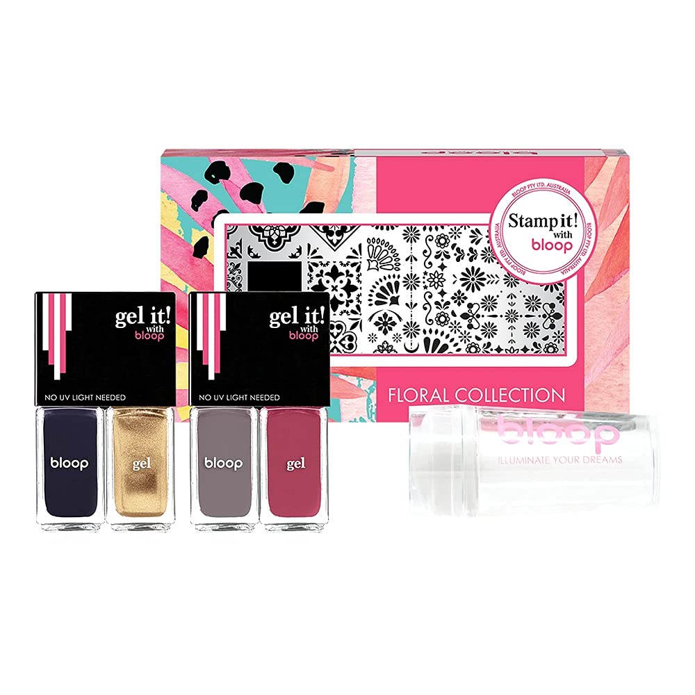 Bloop Ss1910 Floral 04 Starter Kit Nail Stamping 4X4 Ml X 1Stamp, Multicolour